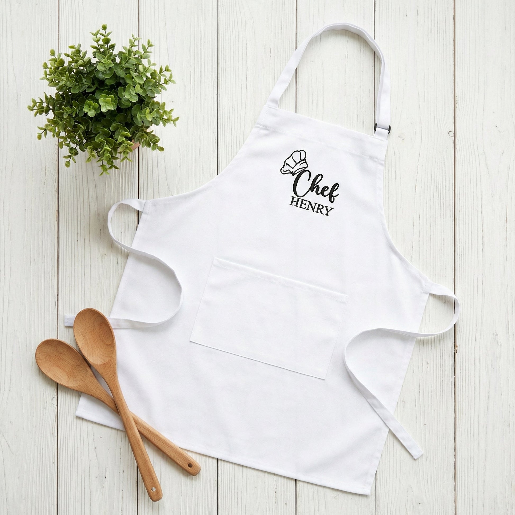 Chef Apron Custom Embroidered with Name - Personalized Kitchen Gift