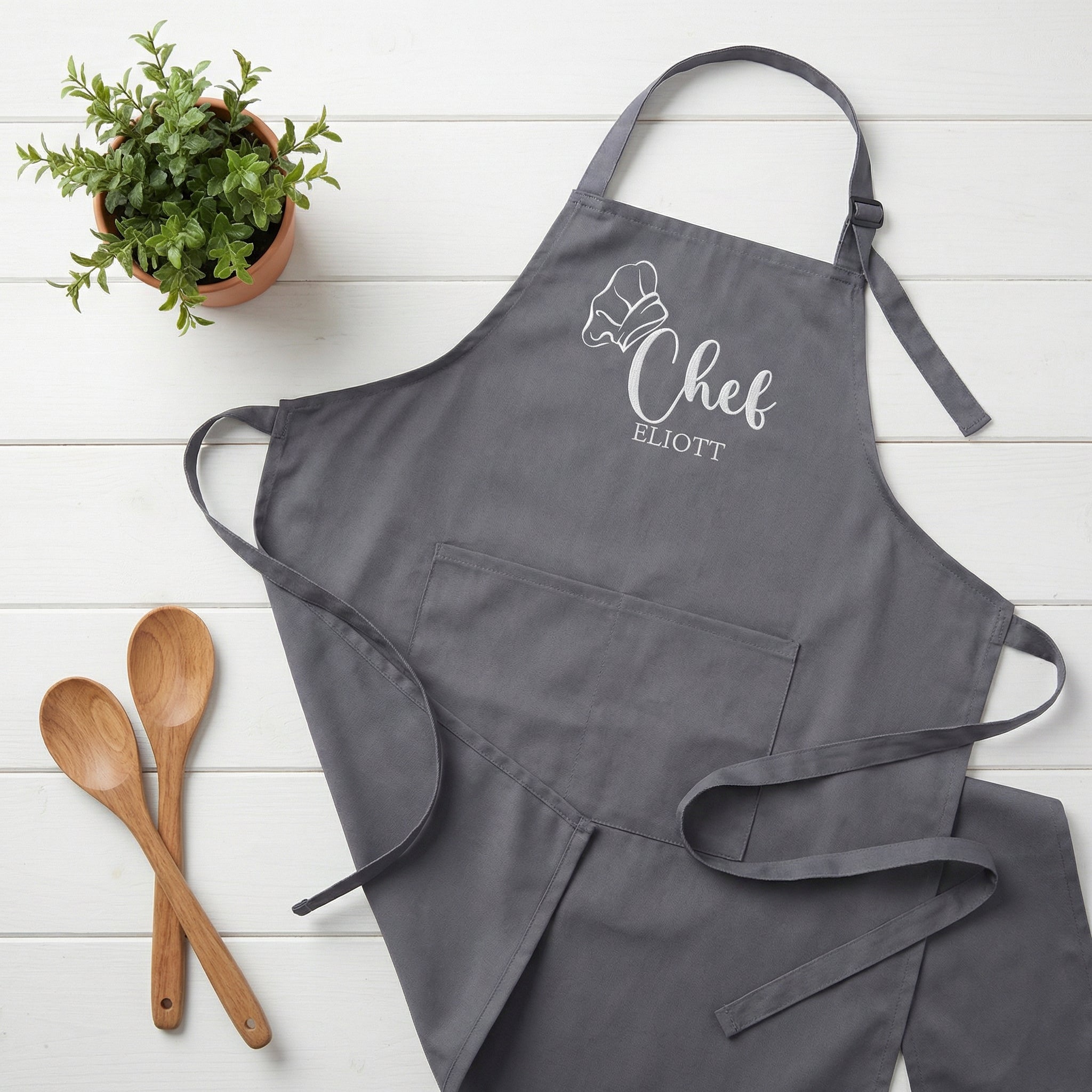 Chef Apron Custom Embroidered with Name - Personalized Kitchen Gift