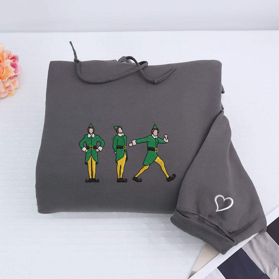 Christmas Elf Custom Embroidered Hoodie - Funny Holiday Sweatshirt Gift