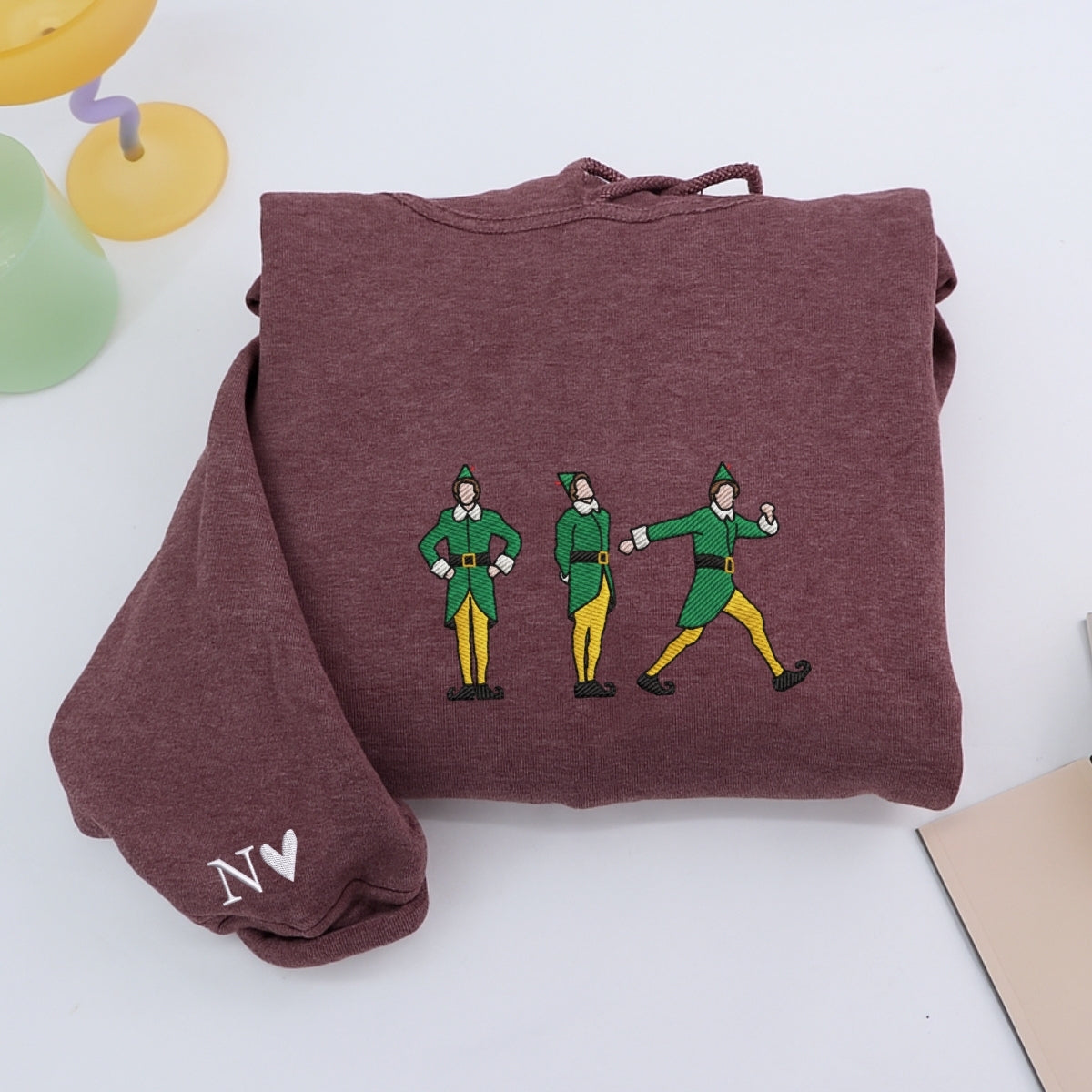 Christmas Elf Custom Embroidered Hoodie - Funny Holiday Sweatshirt Gift