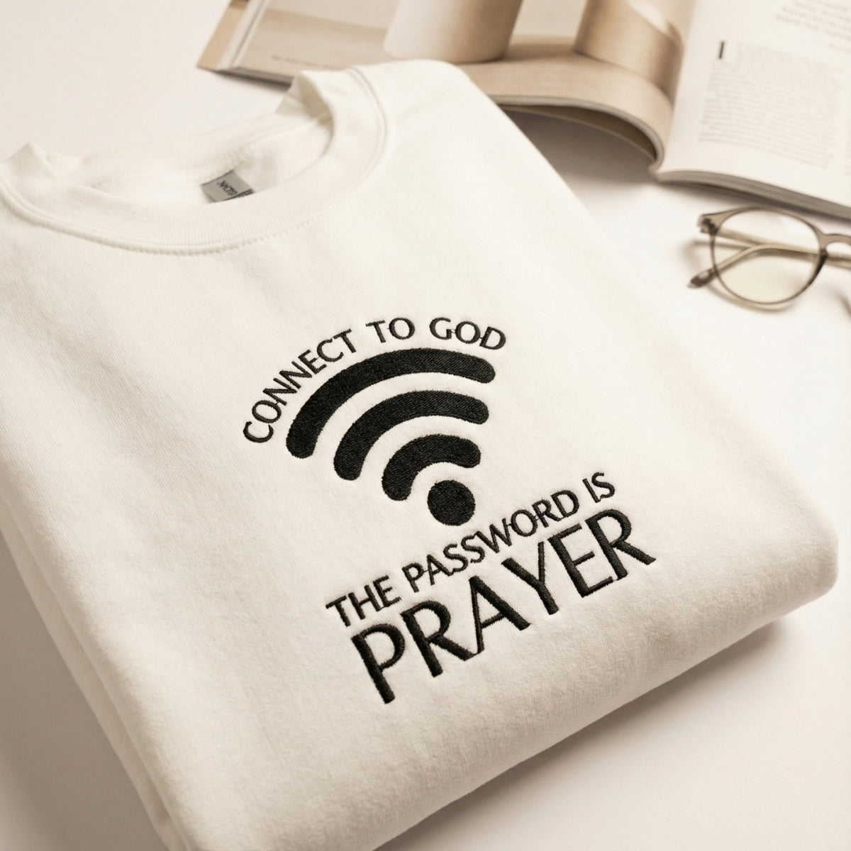 Connect To God Prayer Custom Embroidered Hoodie - Christian Sweatshirt Gift