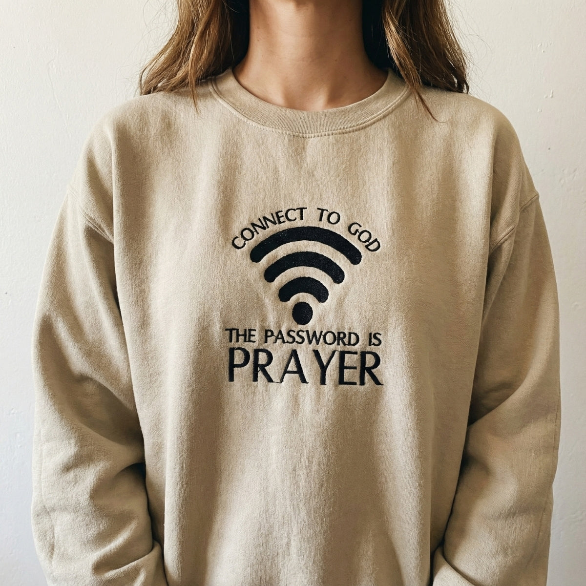 Connect To God Prayer Custom Embroidered Hoodie - Christian Sweatshirt Gift