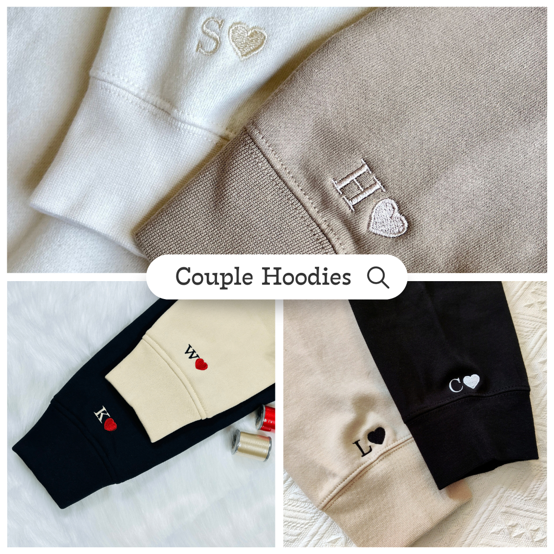 Couple Portrait Custom Embroidered Hoodie - Personalized Photo Sweatshirt, Special Gift for Loved On