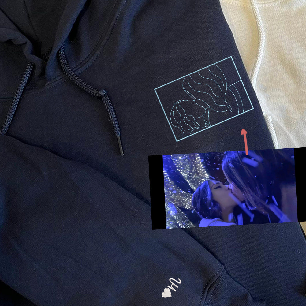 Couple Portrait Custom Embroidered Hoodie - Personalized Photo Sweatshirt, Unique Gift Idea