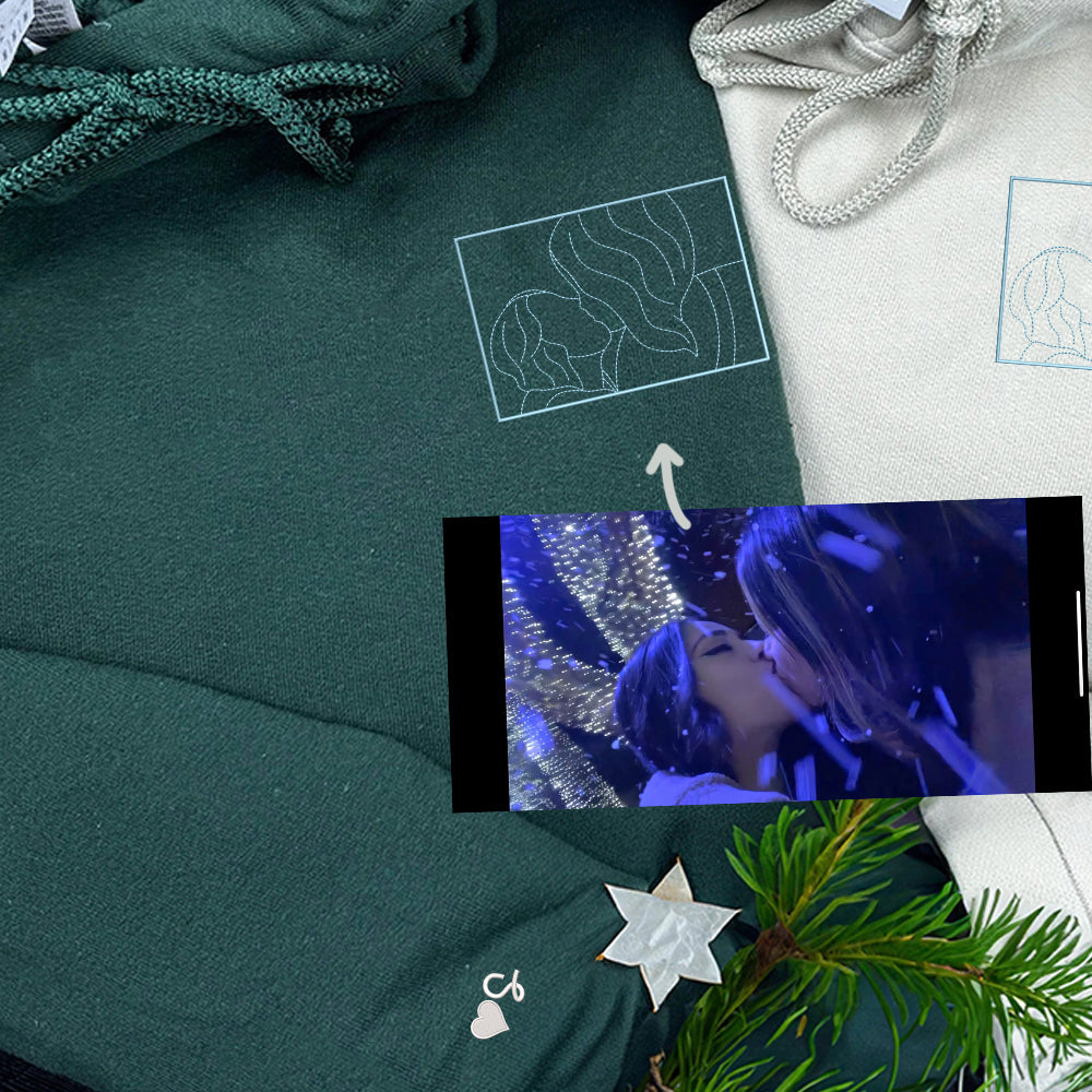 Couple Portrait Custom Embroidered Hoodie - Personalized Photo Sweatshirt, Unique Gift Idea