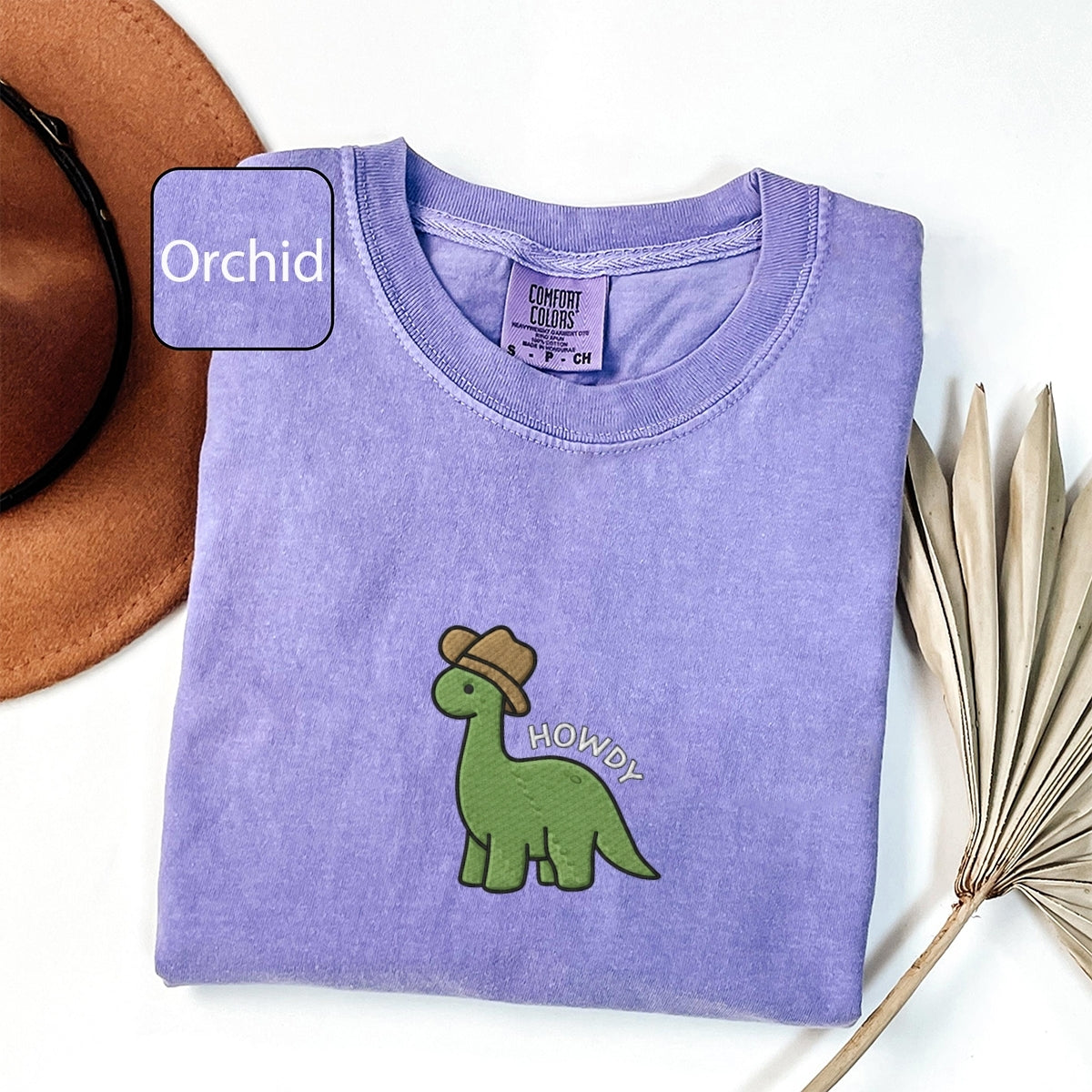 Howdy Dinosaur Custom Embroidered T-Shirt - Cute Western Dino Tee, Personalized Gift