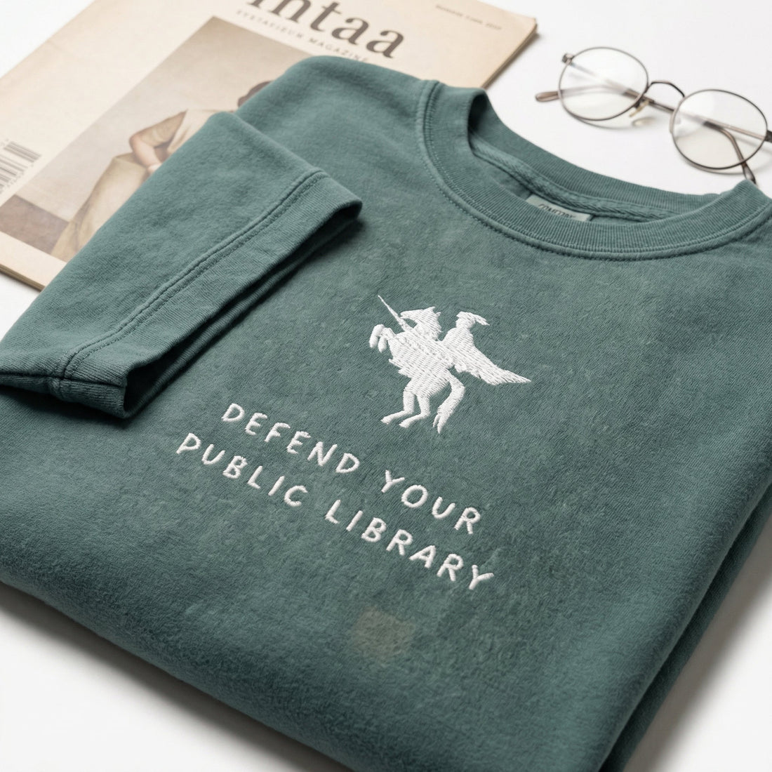 Defend Public Library Custom Embroidered T-Shirt - Personalized Librarian Gift