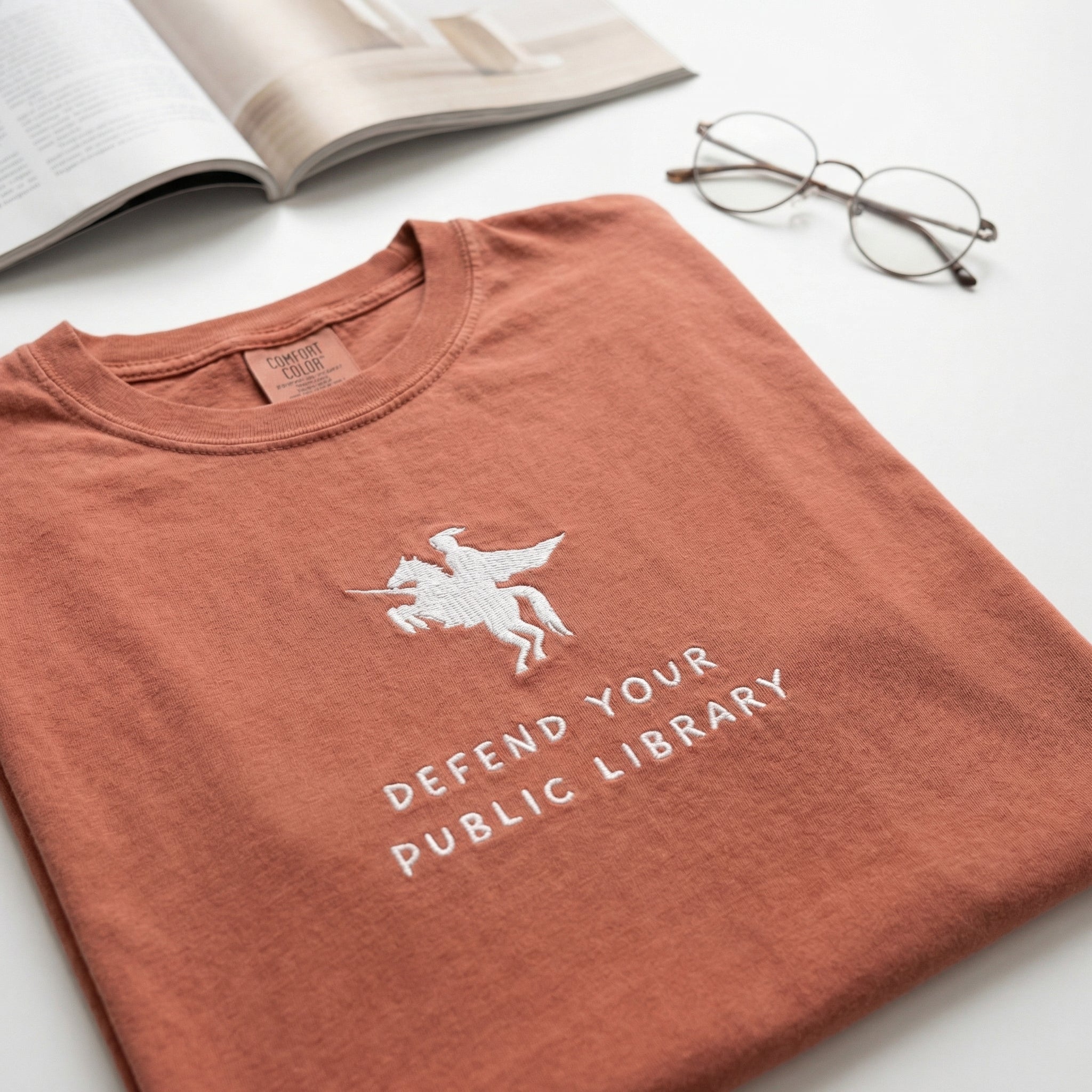 Defend Public Library Custom Embroidered T-Shirt - Personalized Librarian Gift
