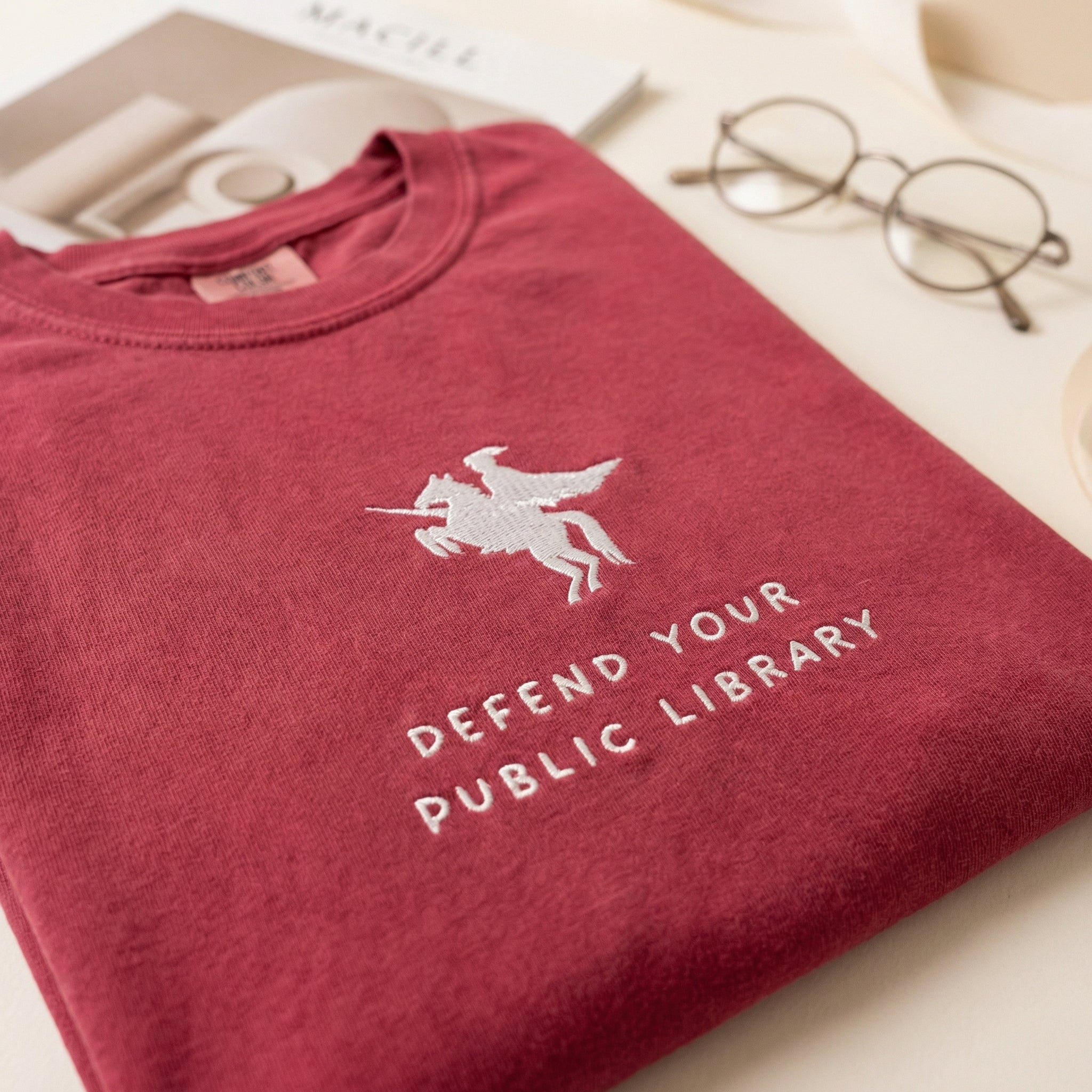 Defend Public Library Custom Embroidered T-Shirt - Personalized Librarian Gift