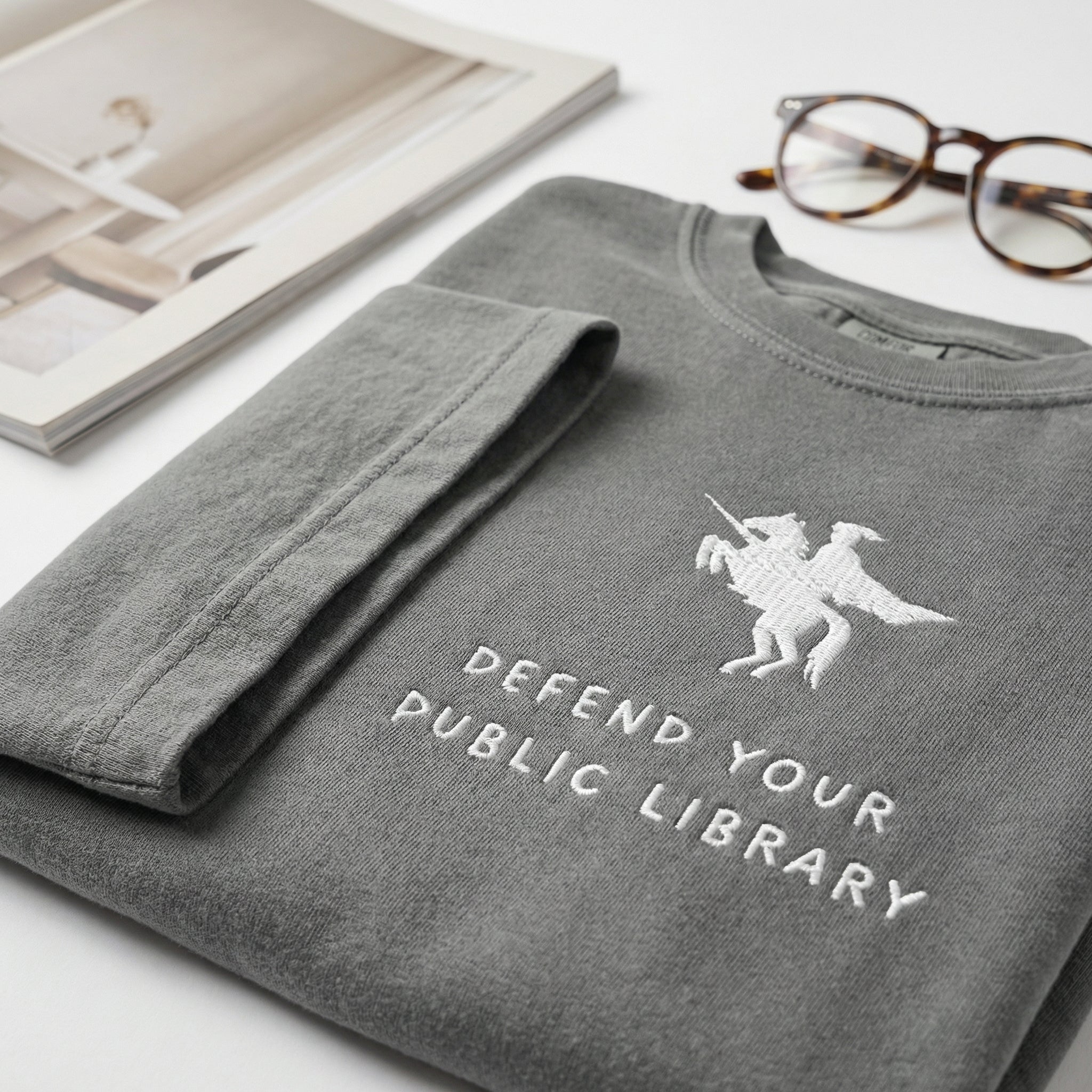 Defend Public Library Custom Embroidered T-Shirt - Personalized Librarian Gift