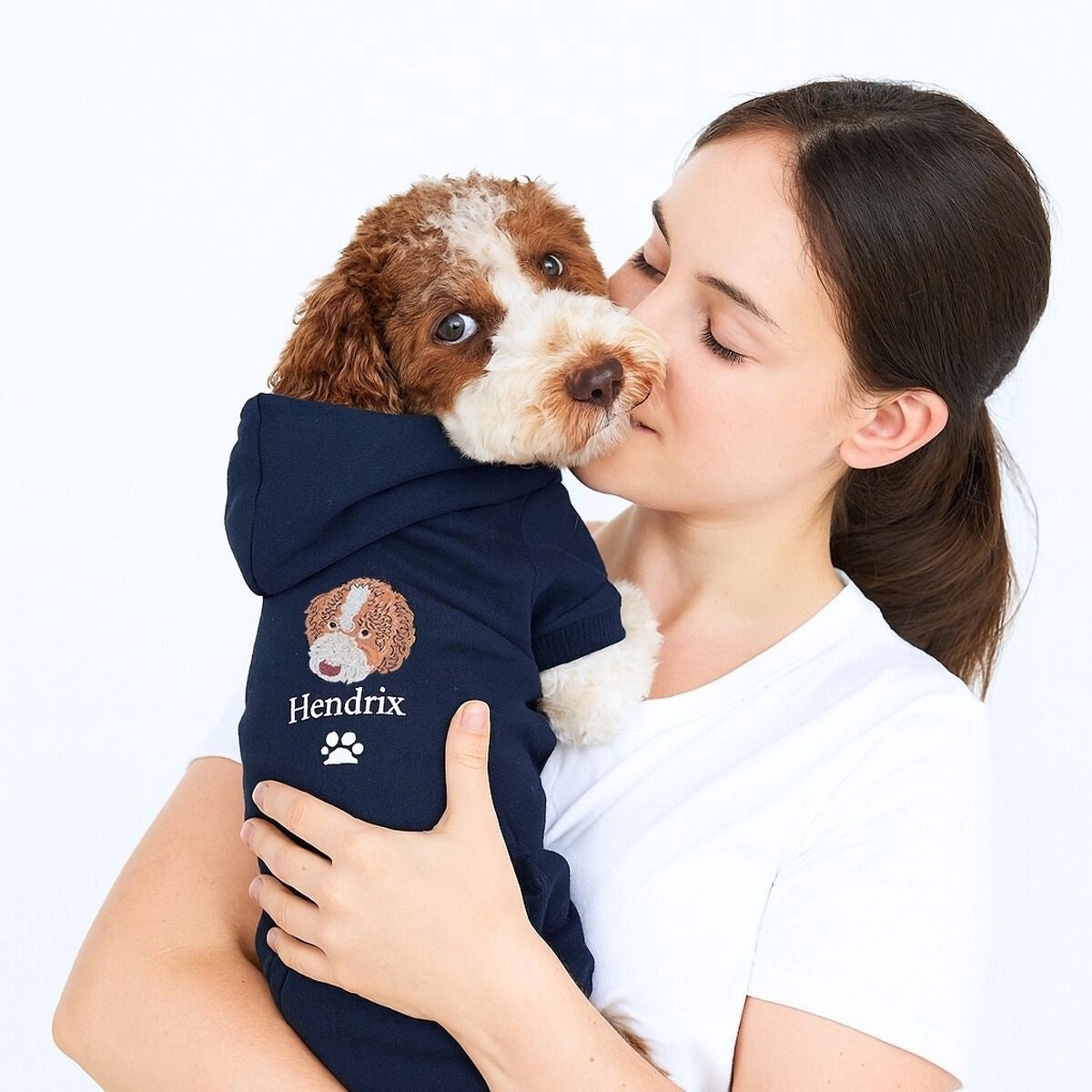 Dog Portrait Custom Embroidered Hoodie - Personalized Pet Photo Apparel, Gift for Dog Lovers