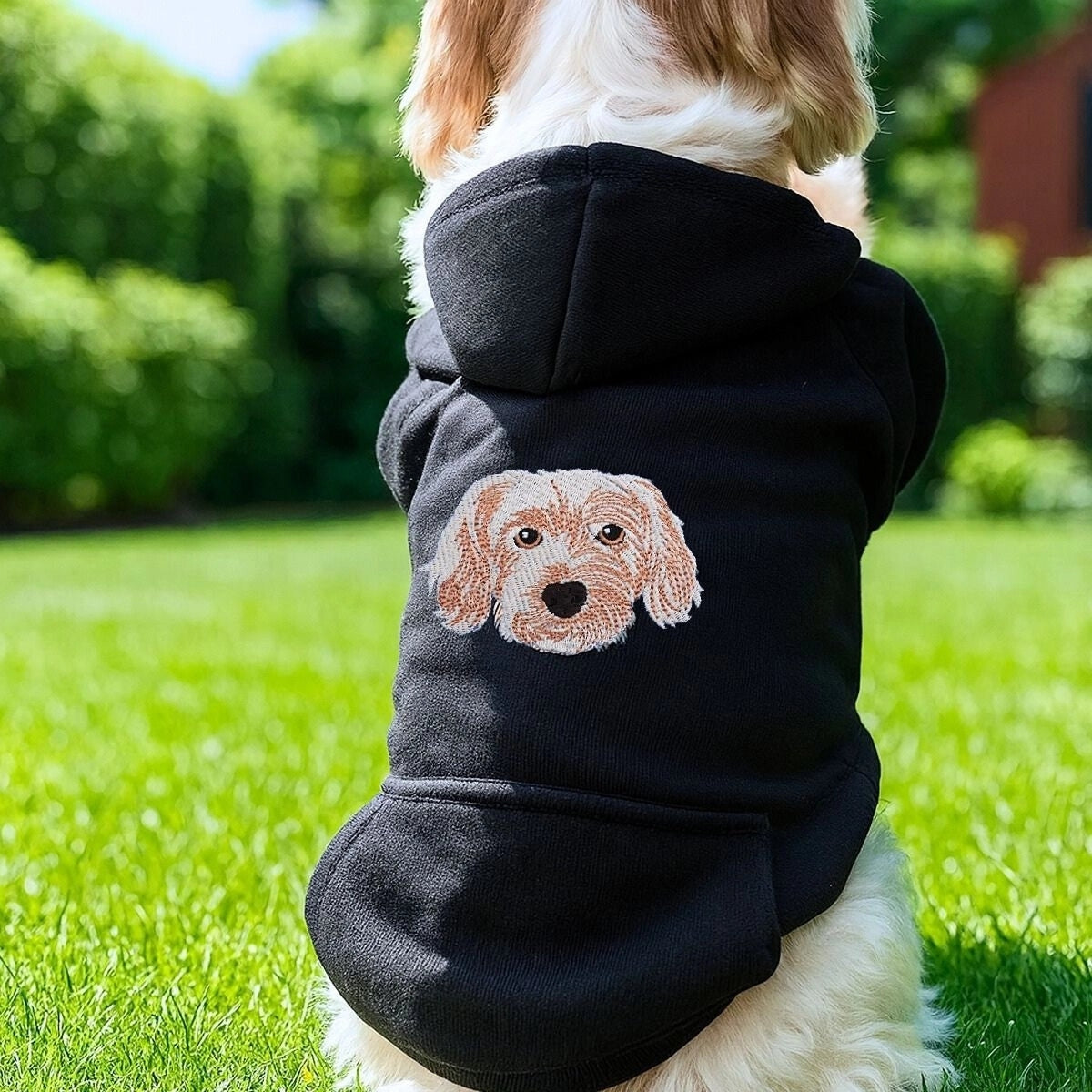 Dog Portrait Custom Embroidered Hoodie - Personalized Pet Photo Apparel, Gift for Dog Lovers