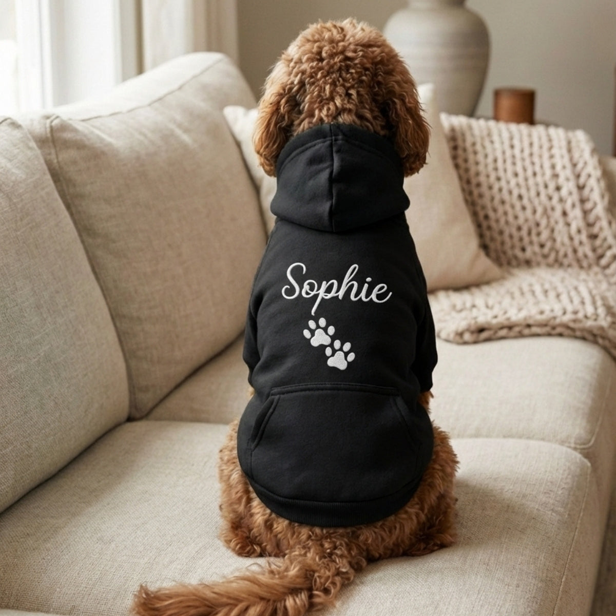 Dog Name Custom Embroidered Hoodie - Personalized Pet Apparel, Sports Hoodie