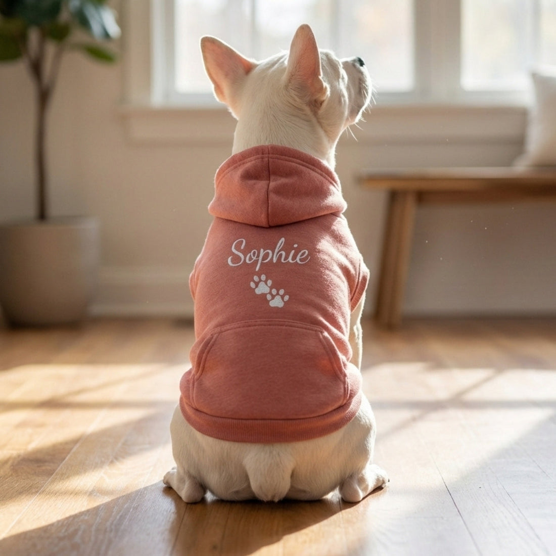 Dog Name Custom Embroidered Hoodie - Personalized Pet Apparel, Bright Puppy Hoodie