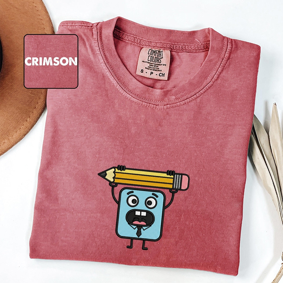 Doodle Pencil Custom Embroidered T-Shirt - Cute Artist Tee, Personalized Gift for Artists