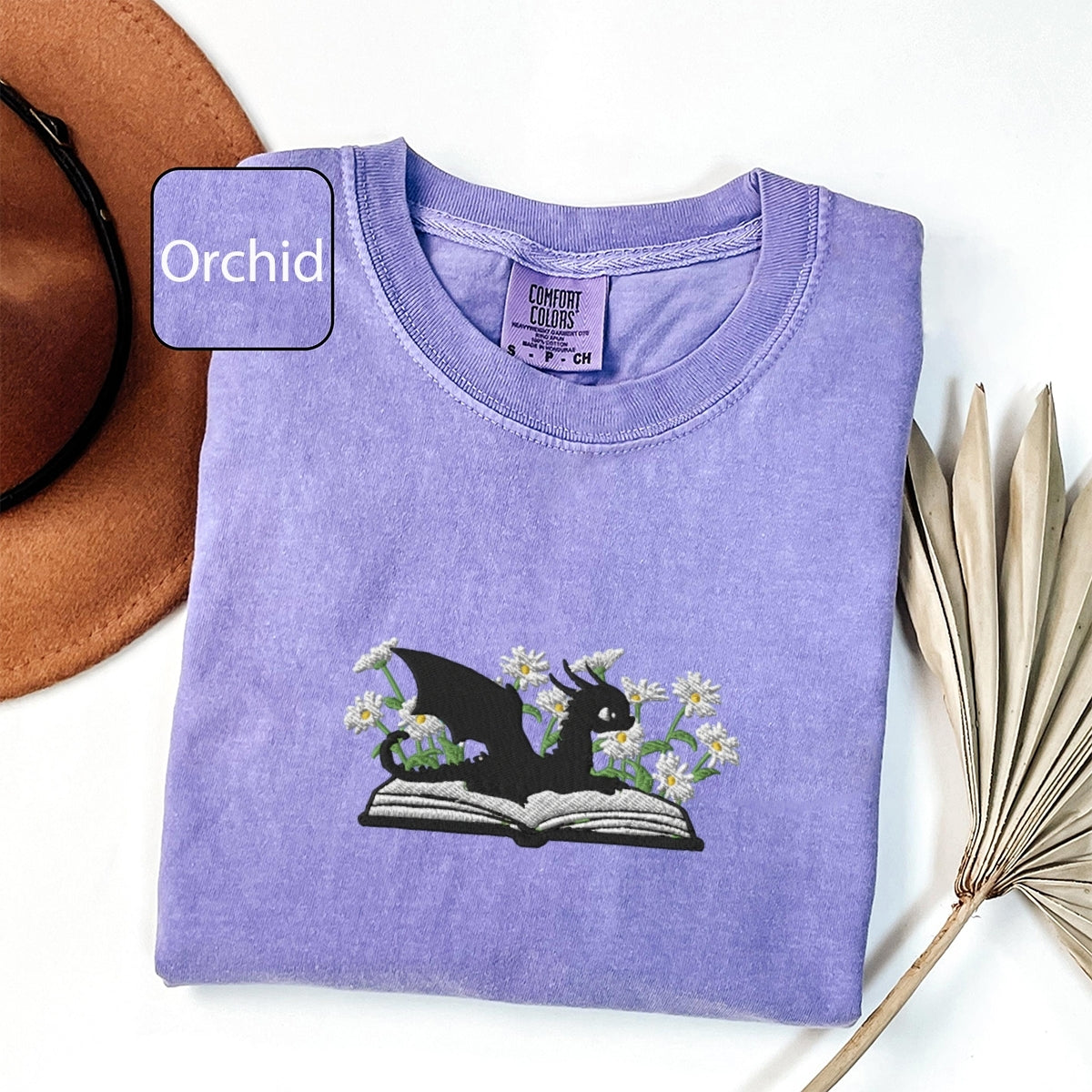 Dragon & Daisies Custom Embroidered T-Shirt - Cozy Fantasy Tee, Personalized Apparel