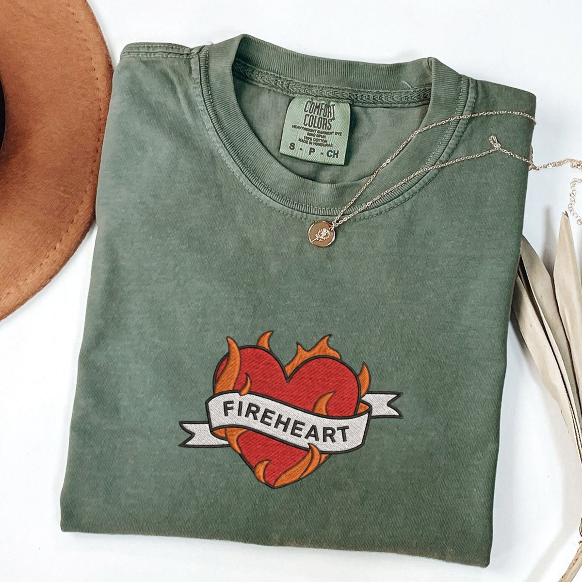 Fireheart Fantasy Romance Custom Embroidered T-Shirt - Cozy Romantasy Bookish Personalized Tee