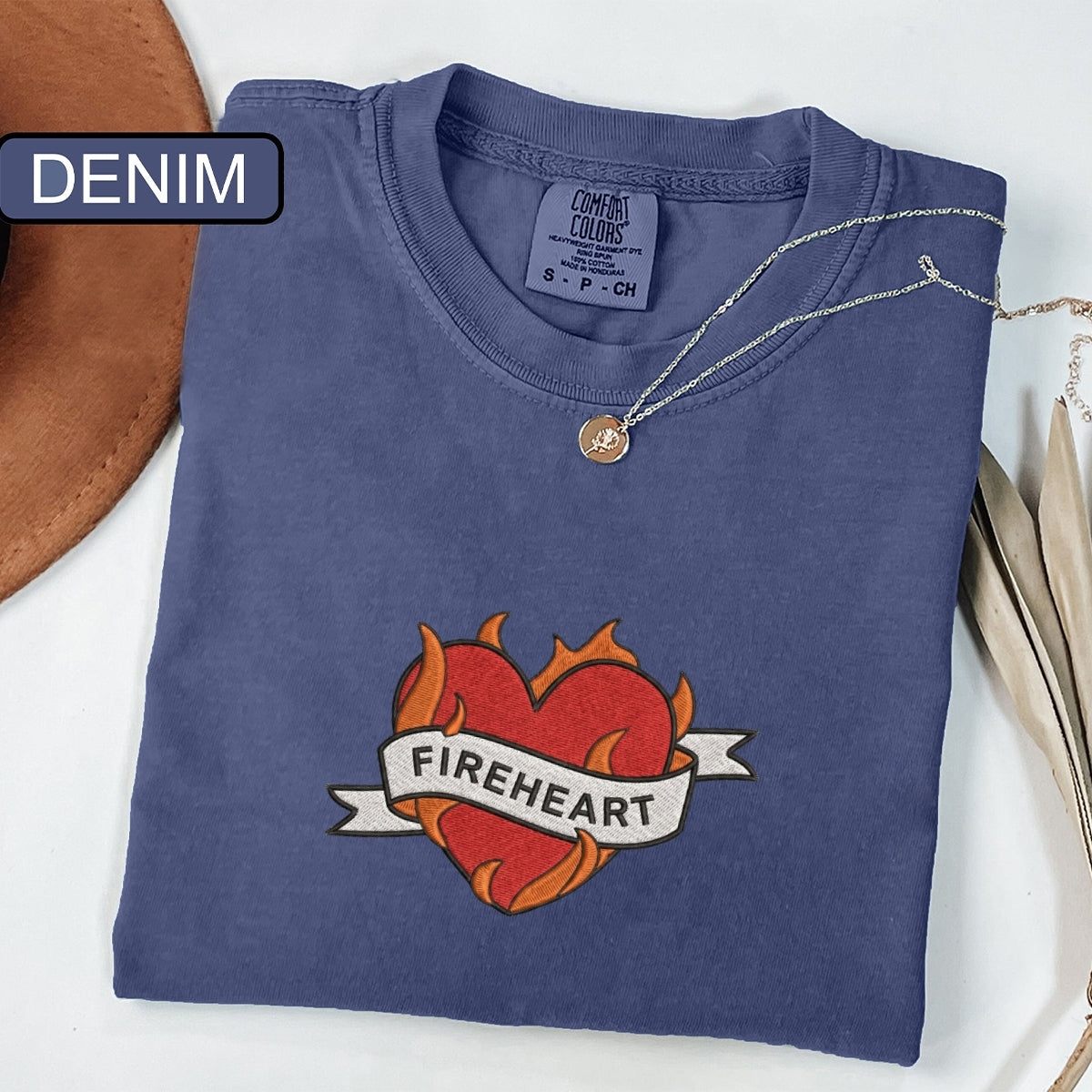 Fireheart Fantasy Romance Custom Embroidered T-Shirt - Cozy Romantasy Bookish Personalized Tee