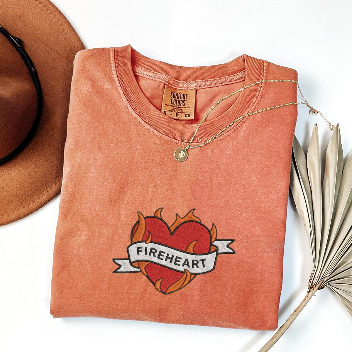 Fireheart Fantasy Romance Custom Embroidered T-Shirt - Cozy Romantasy Bookish Personalized Tee