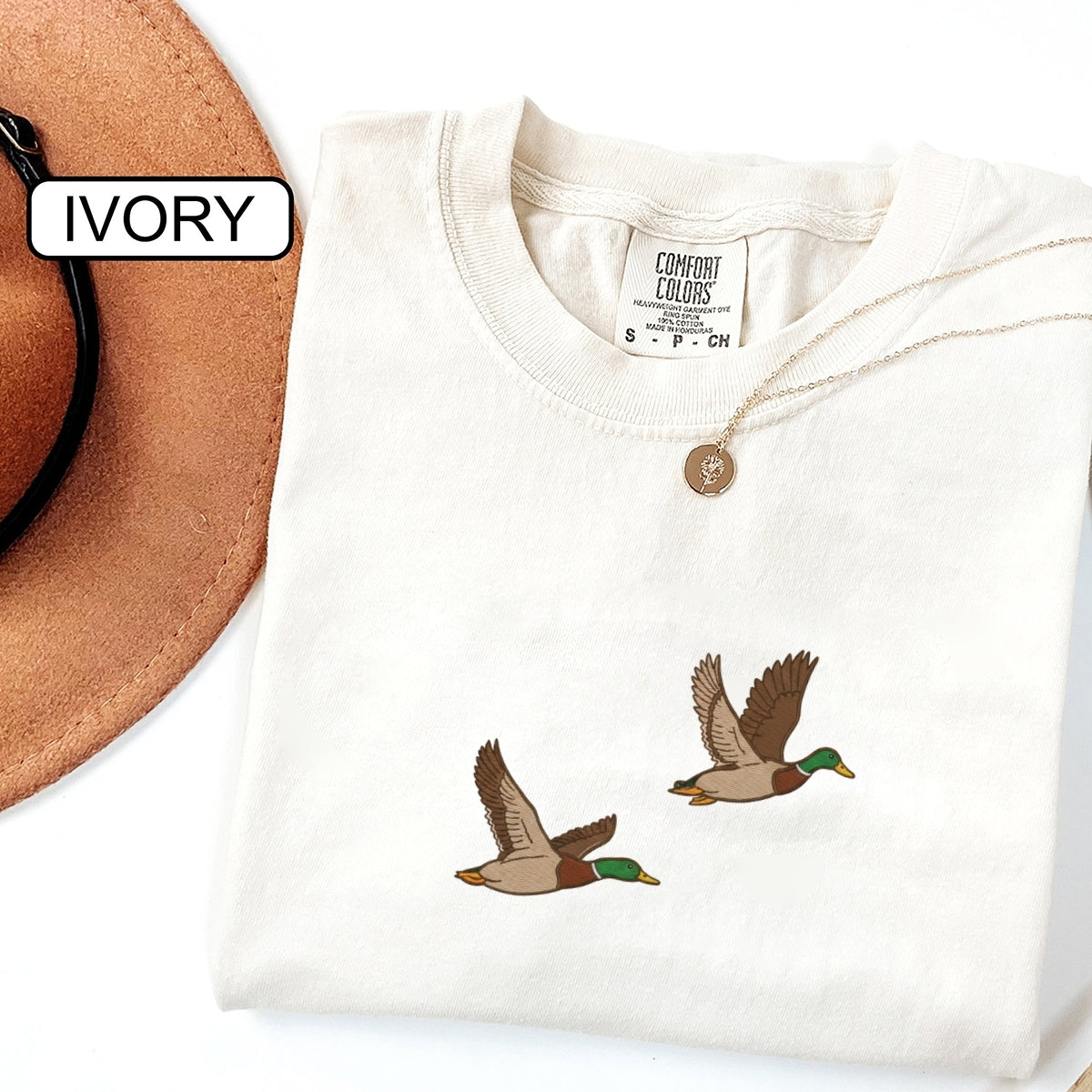 Flying Mallard Ducks Custom Embroidered T-Shirt - Cozy Nature Personalized Tee