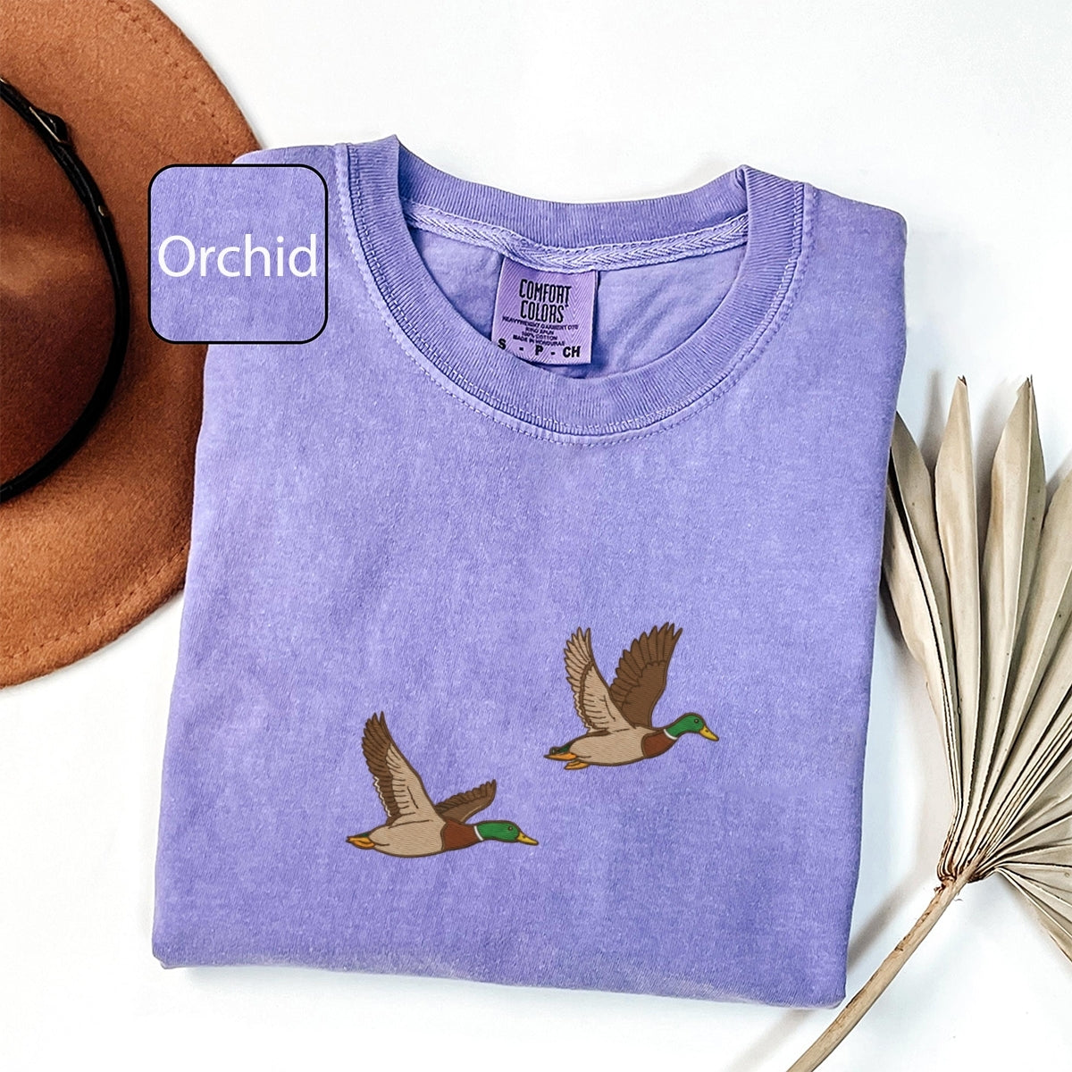 Flying Mallard Ducks Custom Embroidered T-Shirt - Cozy Nature Personalized Tee