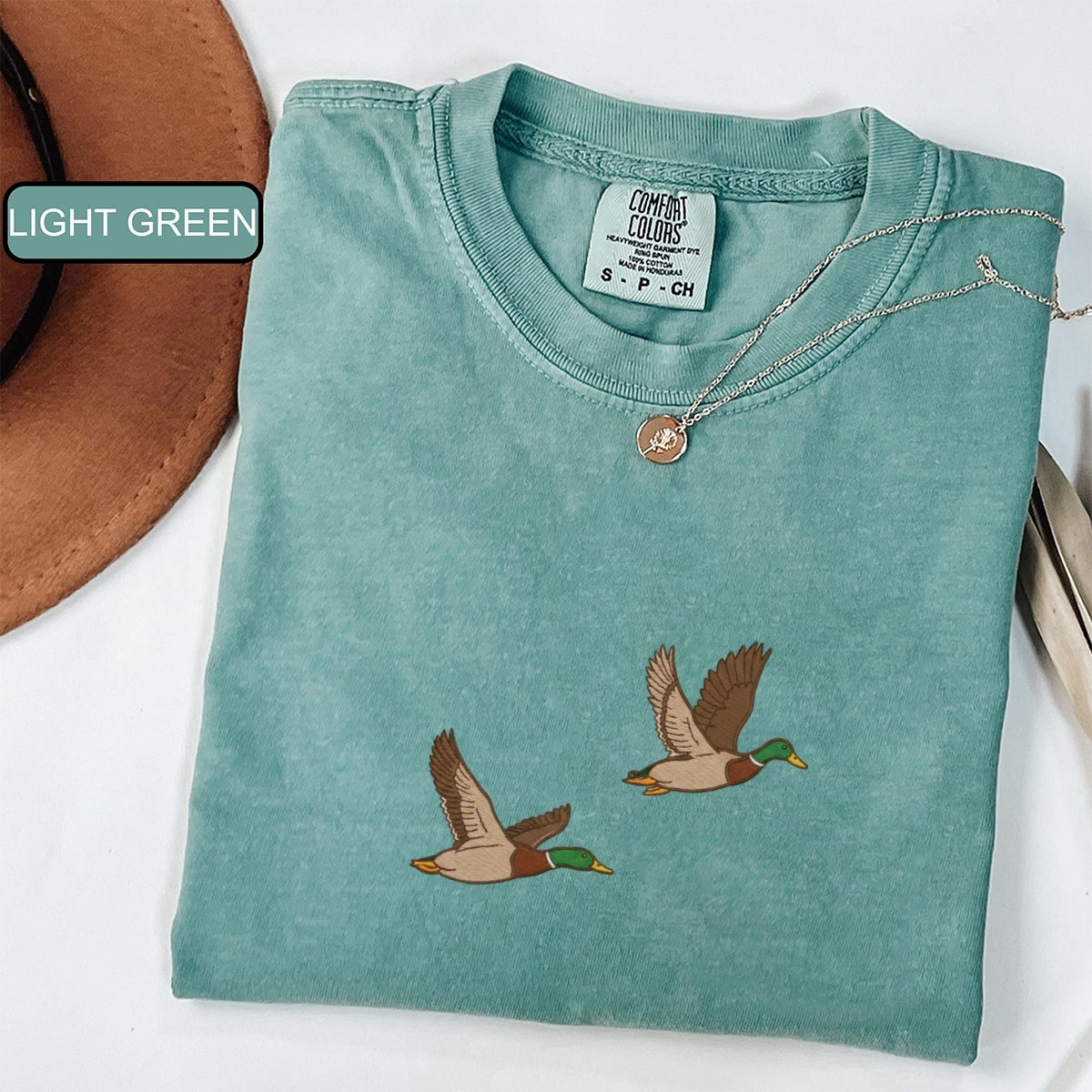 Flying Mallard Ducks Custom Embroidered T-Shirt - Cozy Nature Personalized Tee