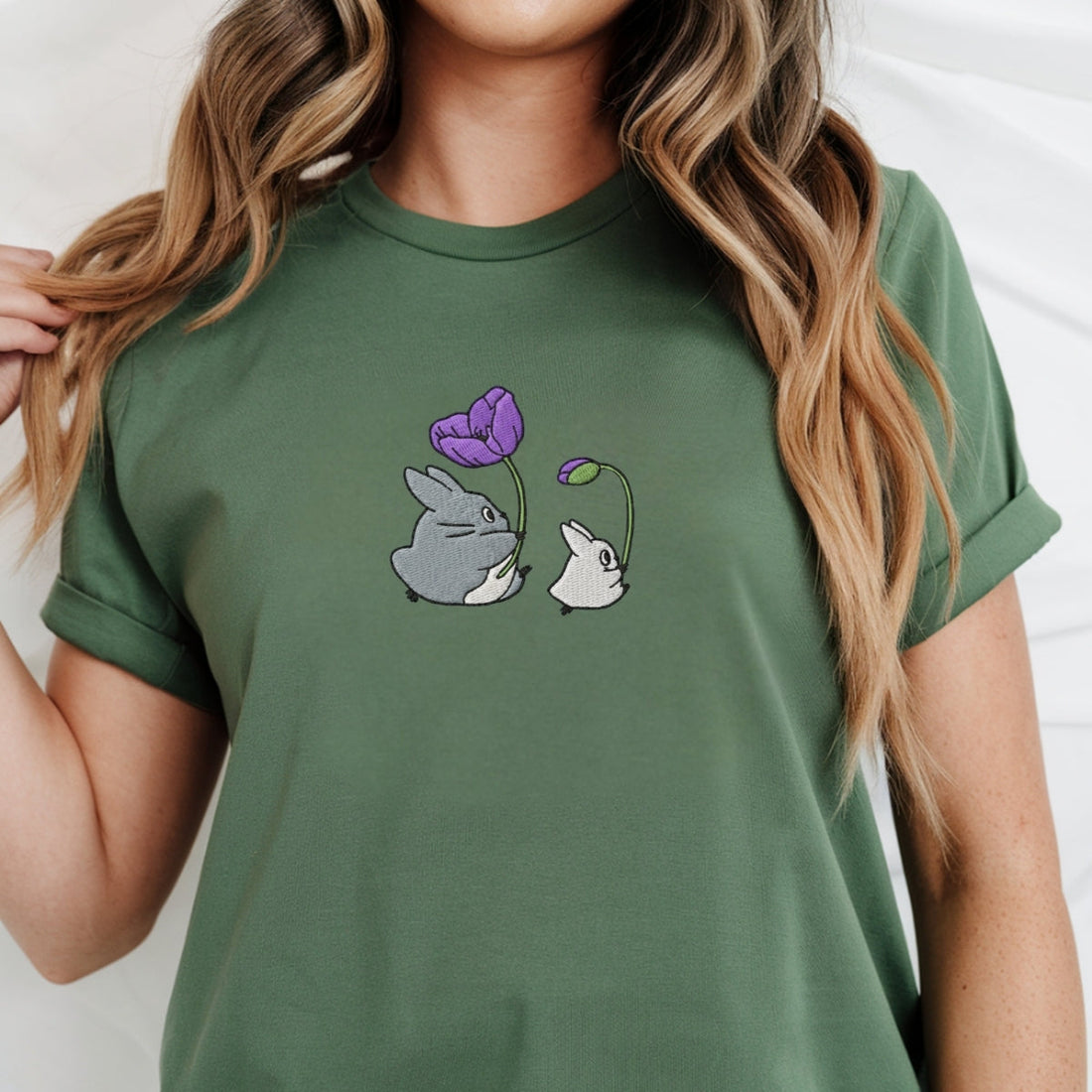 Forest Creatures Custom Embroidered T-Shirt - Cute Cozy Aesthetic Personalized Gift for Her