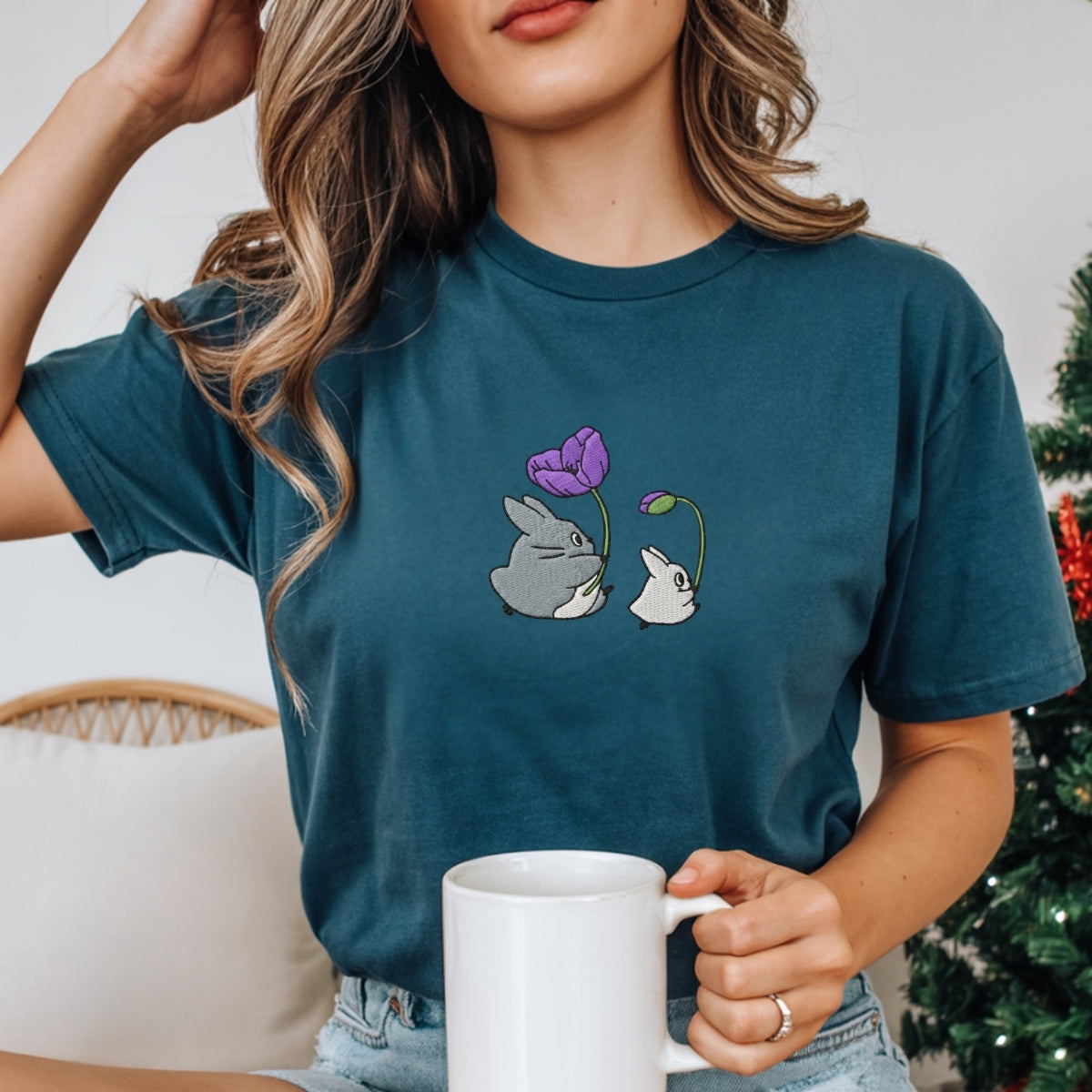 Forest Creatures Custom Embroidered T-Shirt - Cute Cozy Aesthetic Personalized Gift for Her