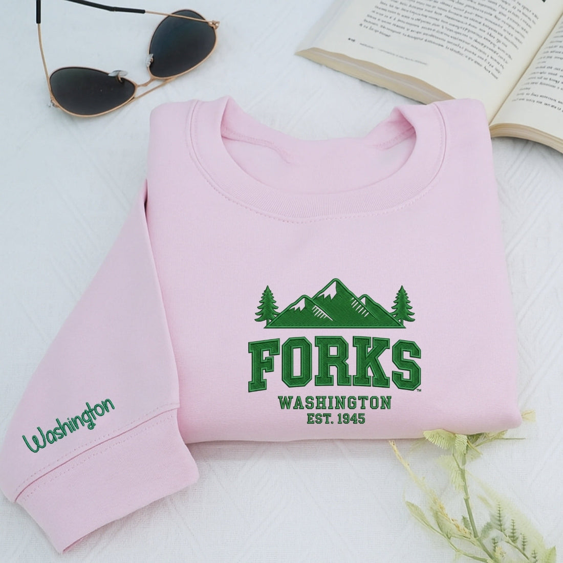 Forks, Washington Custom Embroidered Sweatshirt - Twilight Inspired Personalized Hoodie