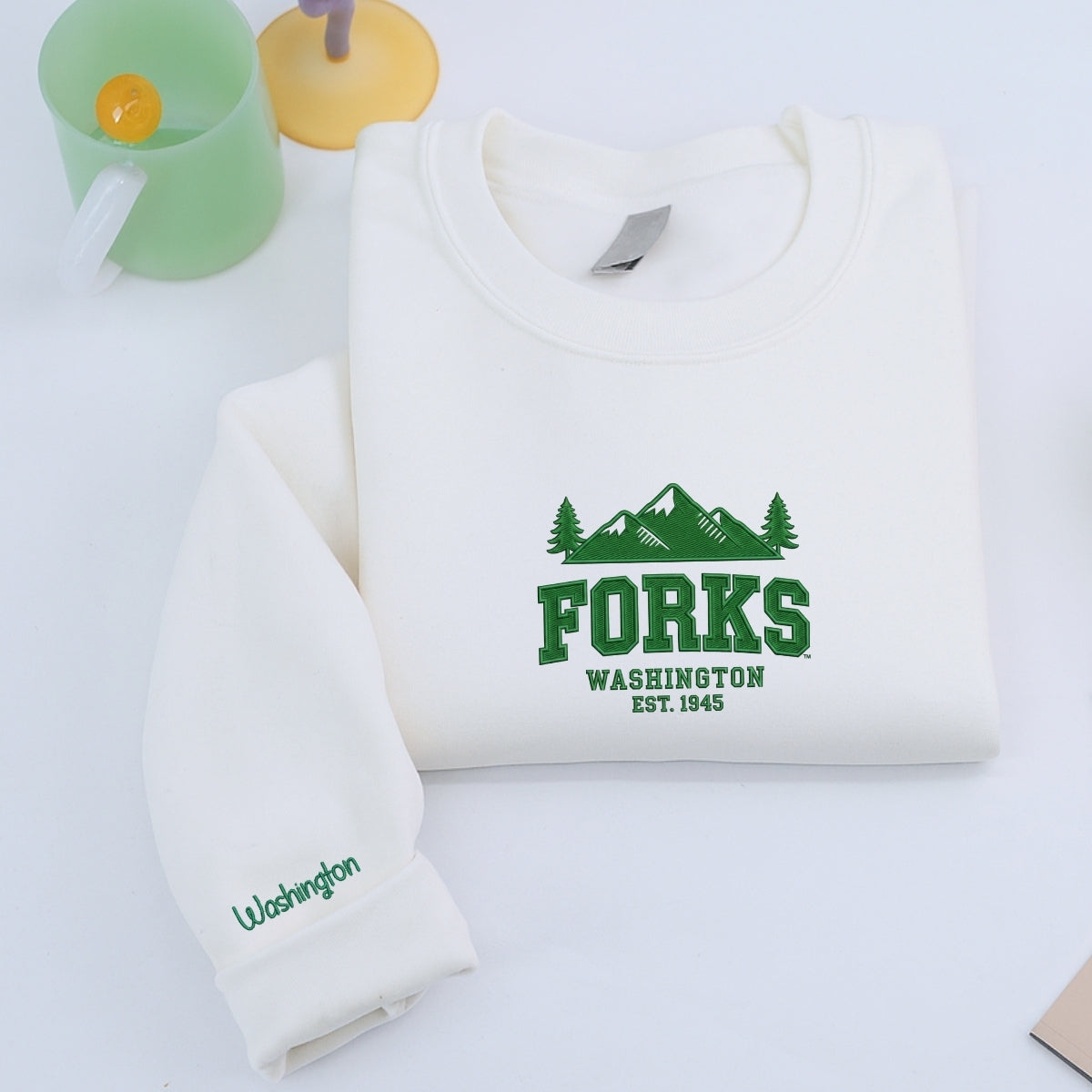 Forks, Washington Custom Embroidered Sweatshirt - Twilight Inspired Personalized Hoodie