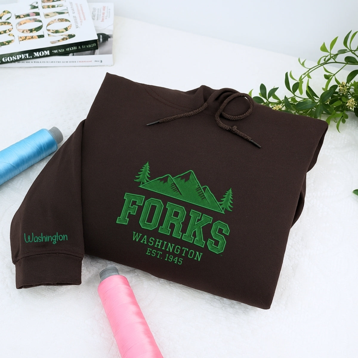 Forks, Washington Custom Embroidered Sweatshirt - Twilight Inspired Personalized Hoodie
