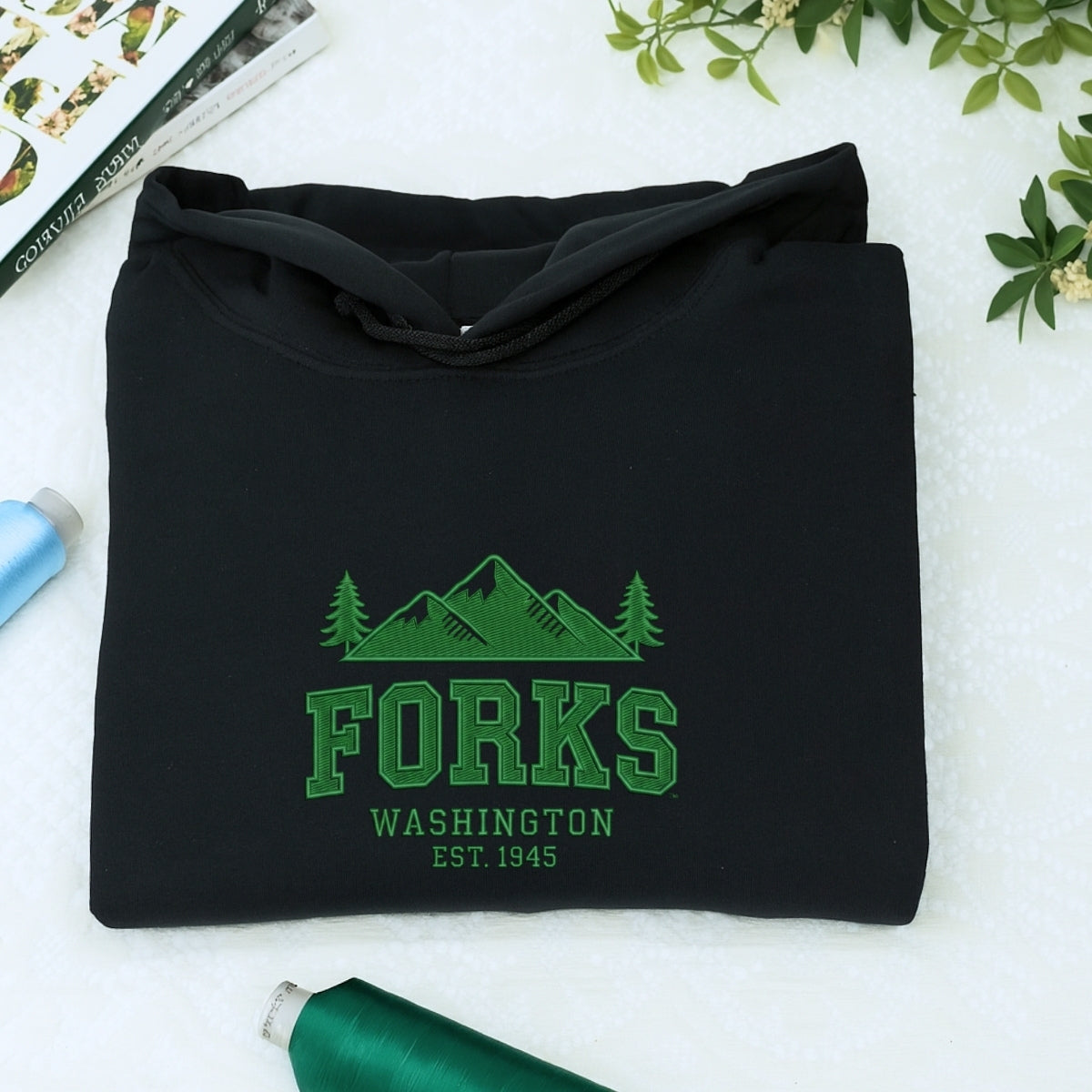 Forks, Washington Custom Embroidered Sweatshirt - Twilight Inspired Personalized Hoodie