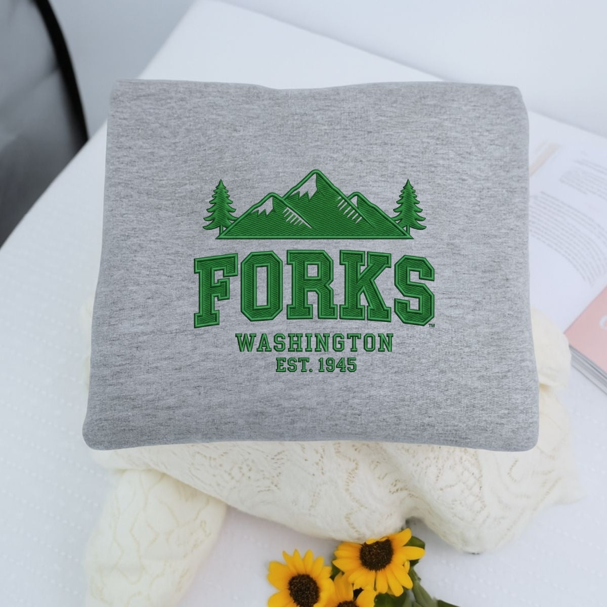 Forks, Washington Custom Embroidered Sweatshirt - Twilight Inspired Personalized Hoodie