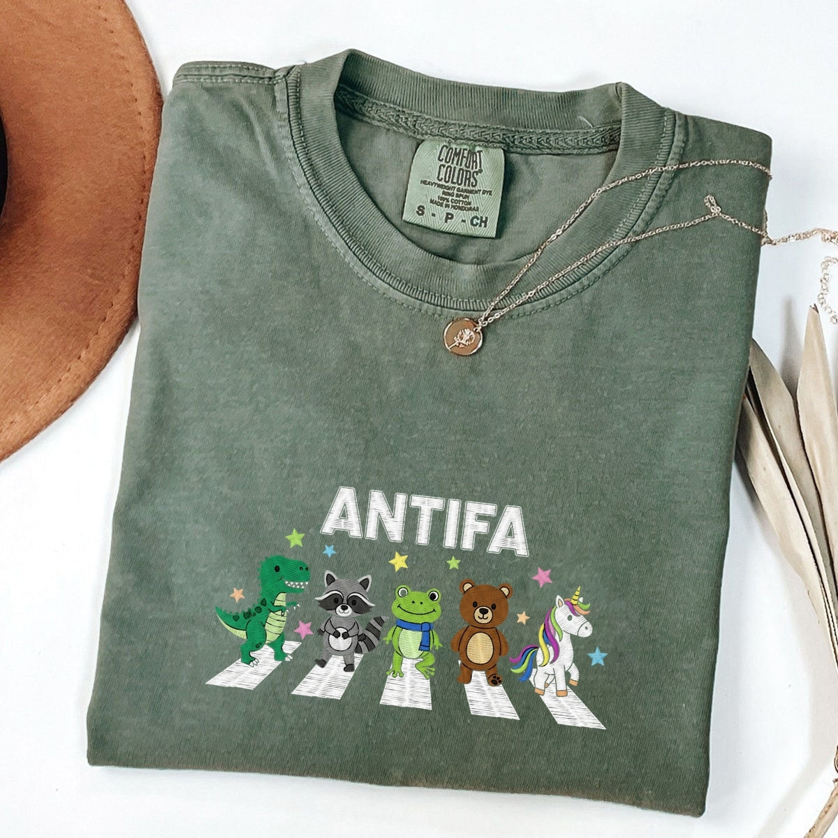 Freedom Frog Custom Embroidered T-Shirt - ANTIFA Protest Personalized Activist Gift