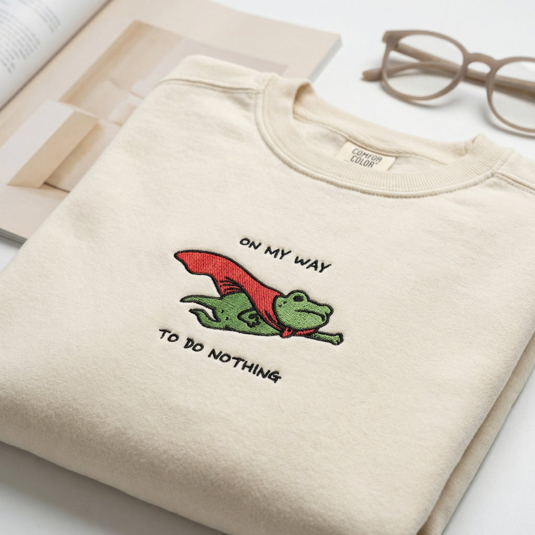 Frog Meme Custom Embroidered T-Shirt - On My Way To Do Nothing Personalized Tee