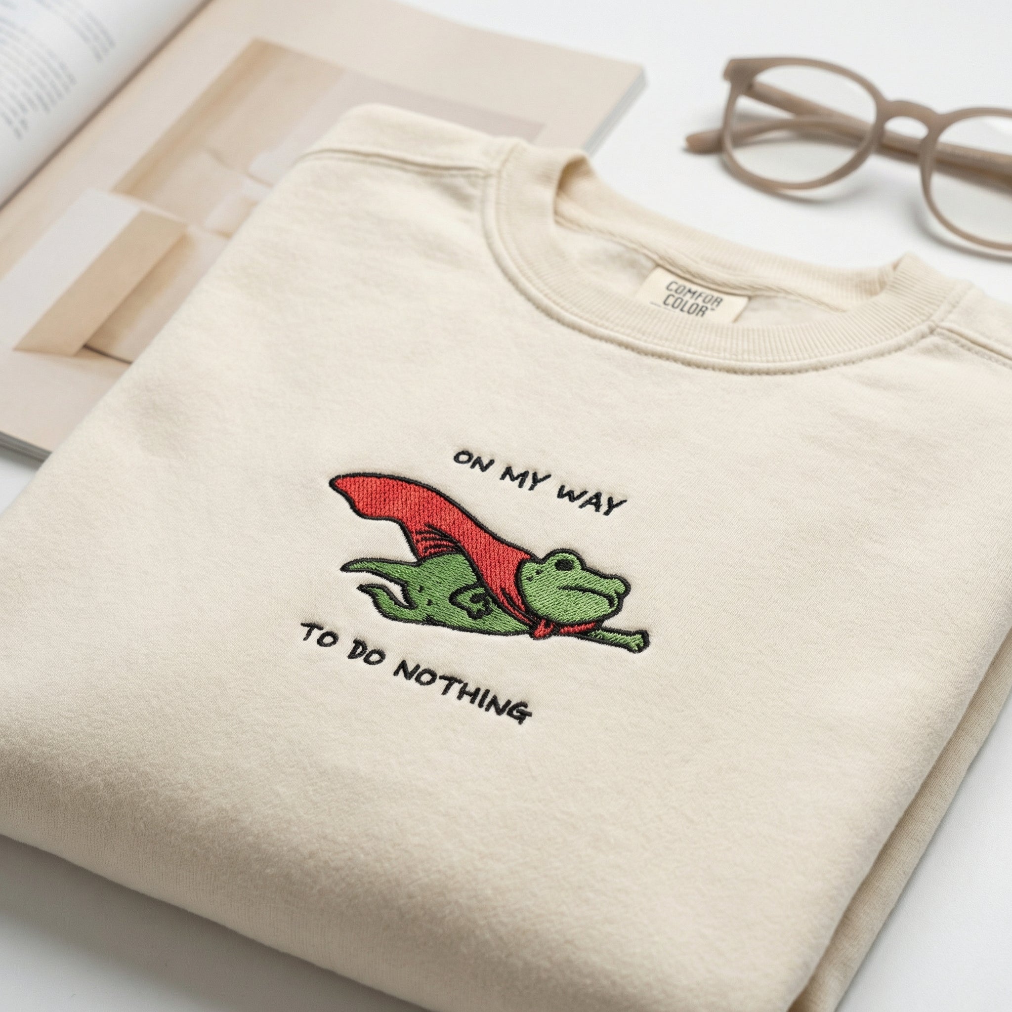 Frog Meme Custom Embroidered T-Shirt - On My Way To Do Nothing Personalized Tee