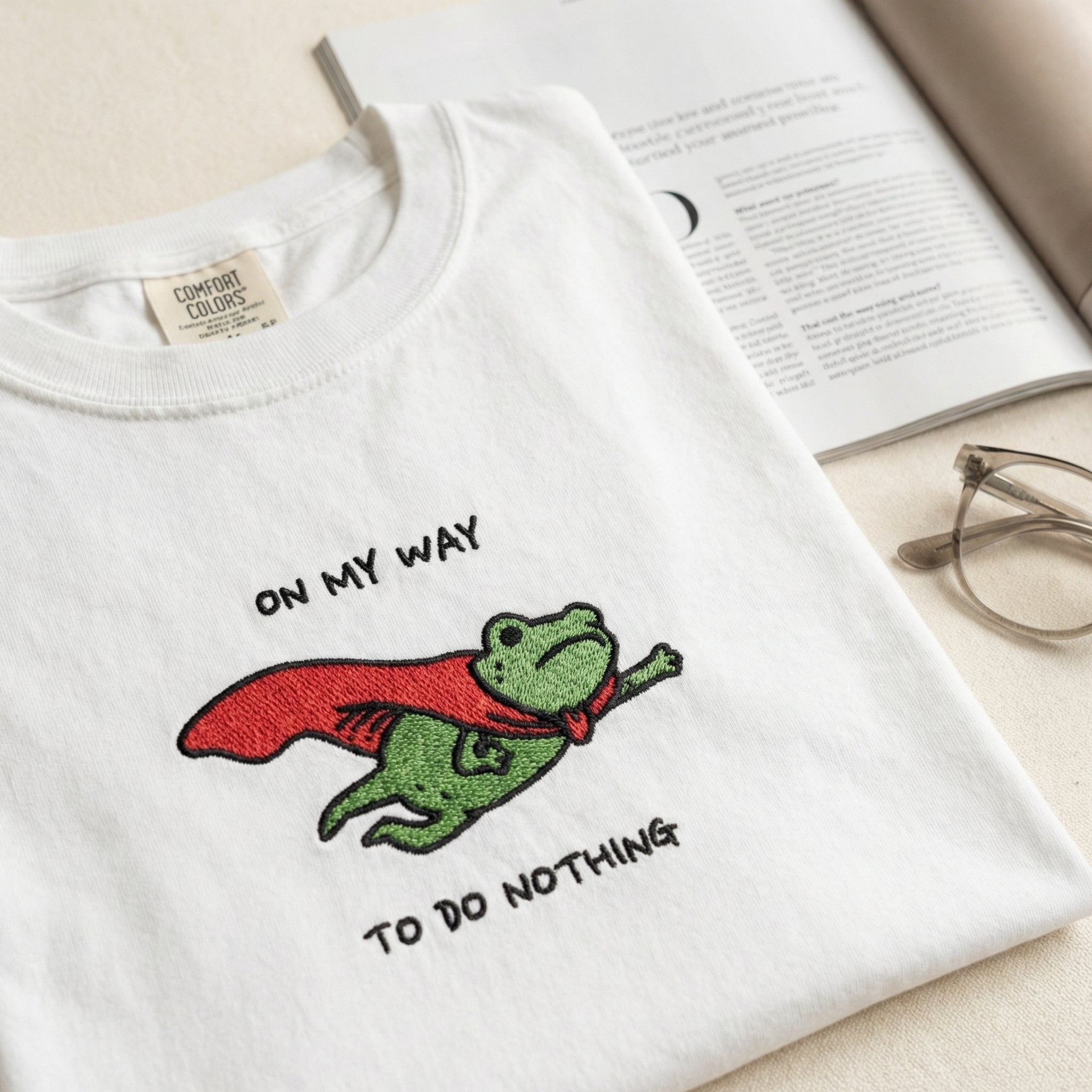 Frog Meme Custom Embroidered T-Shirt - On My Way To Do Nothing Personalized Tee