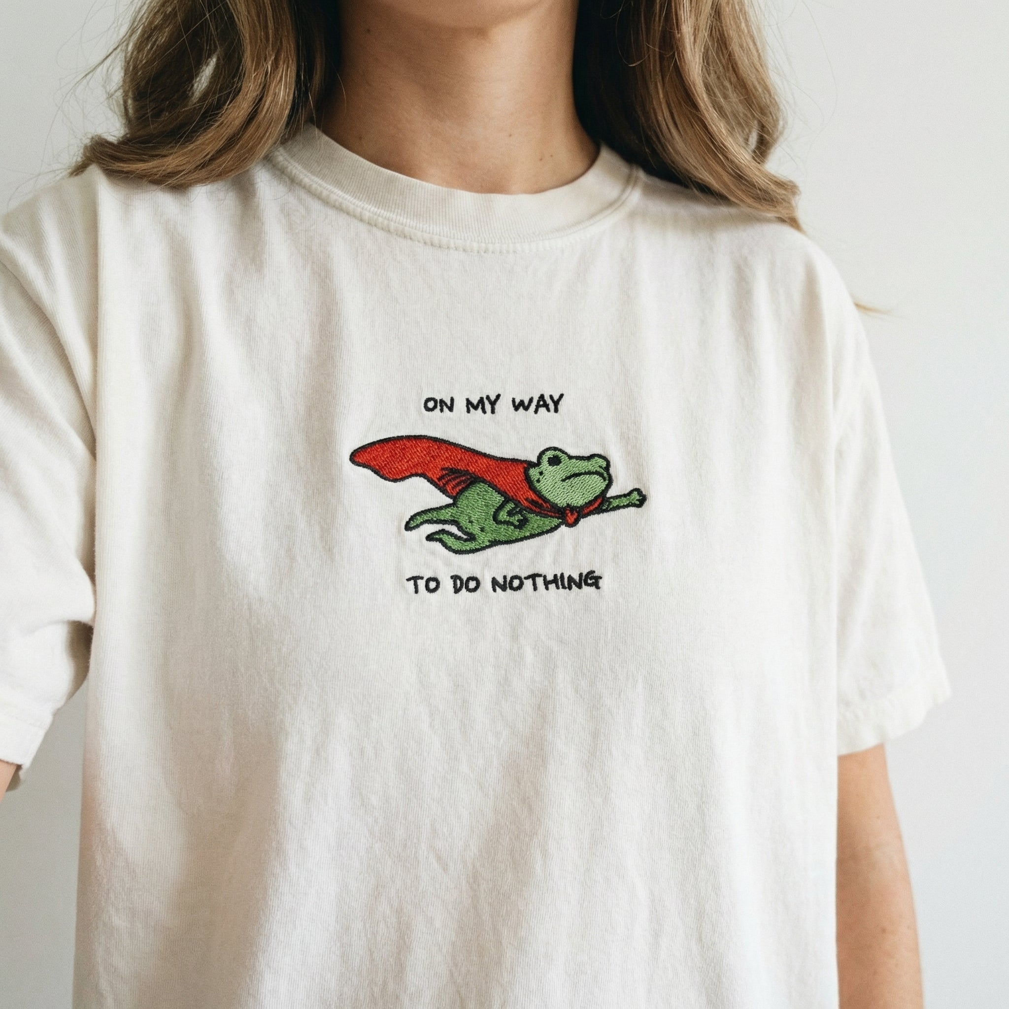 Frog Meme Custom Embroidered T-Shirt - On My Way To Do Nothing Personalized Tee