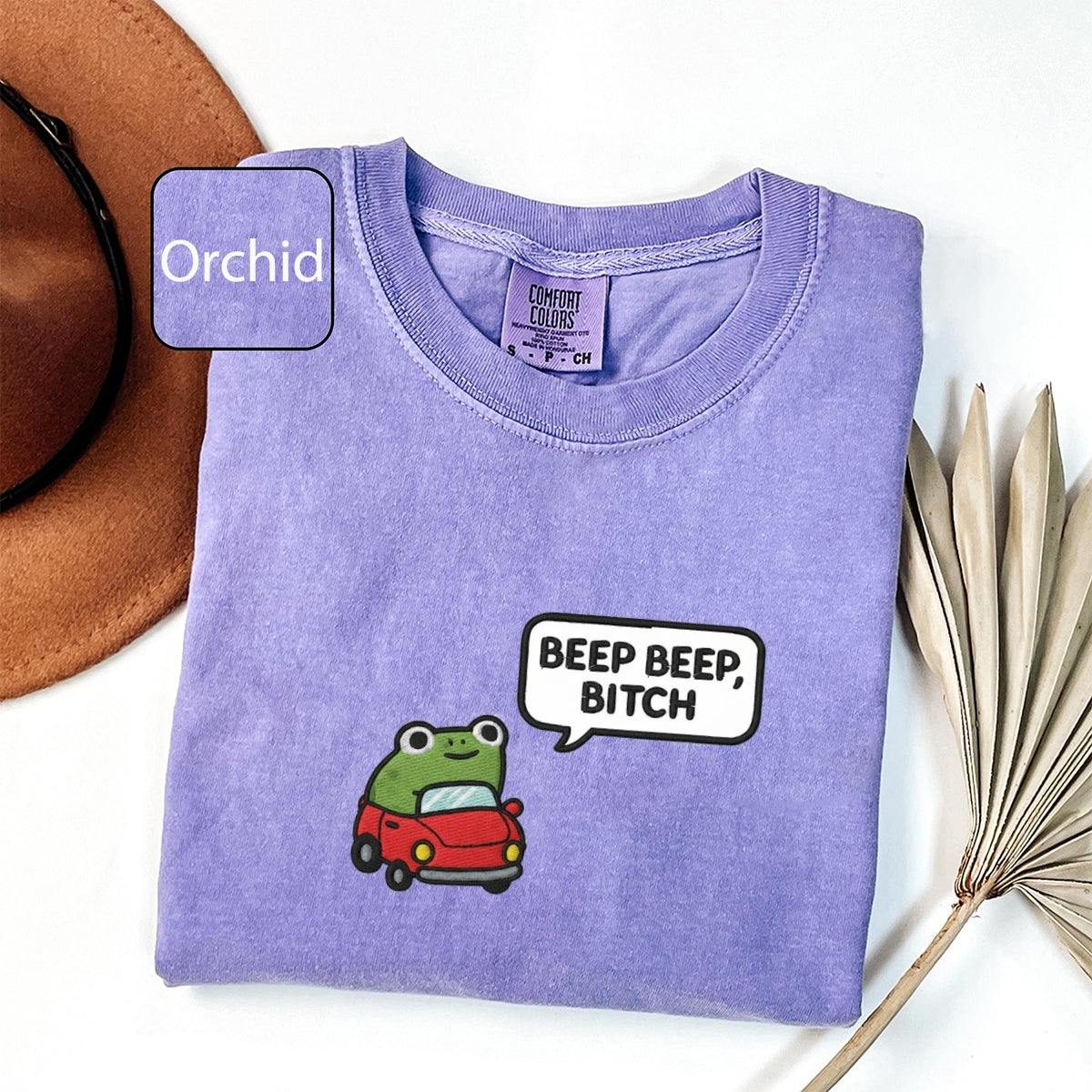 Funny Beep Beep Frog Custom Embroidered T-Shirt - Cute Car Personalized Tee