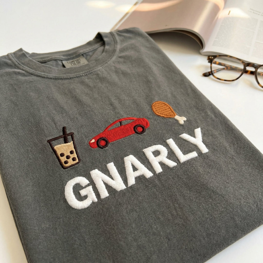 Custom Embroidered Gnarly T-Shirt - Trendy Street Style Tee, Unisex Gift