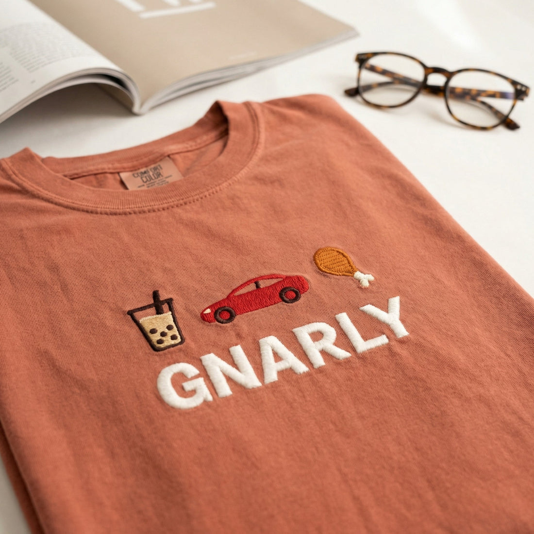 Custom Embroidered Gnarly T-Shirt - Trendy Street Style Tee, Unisex Gift