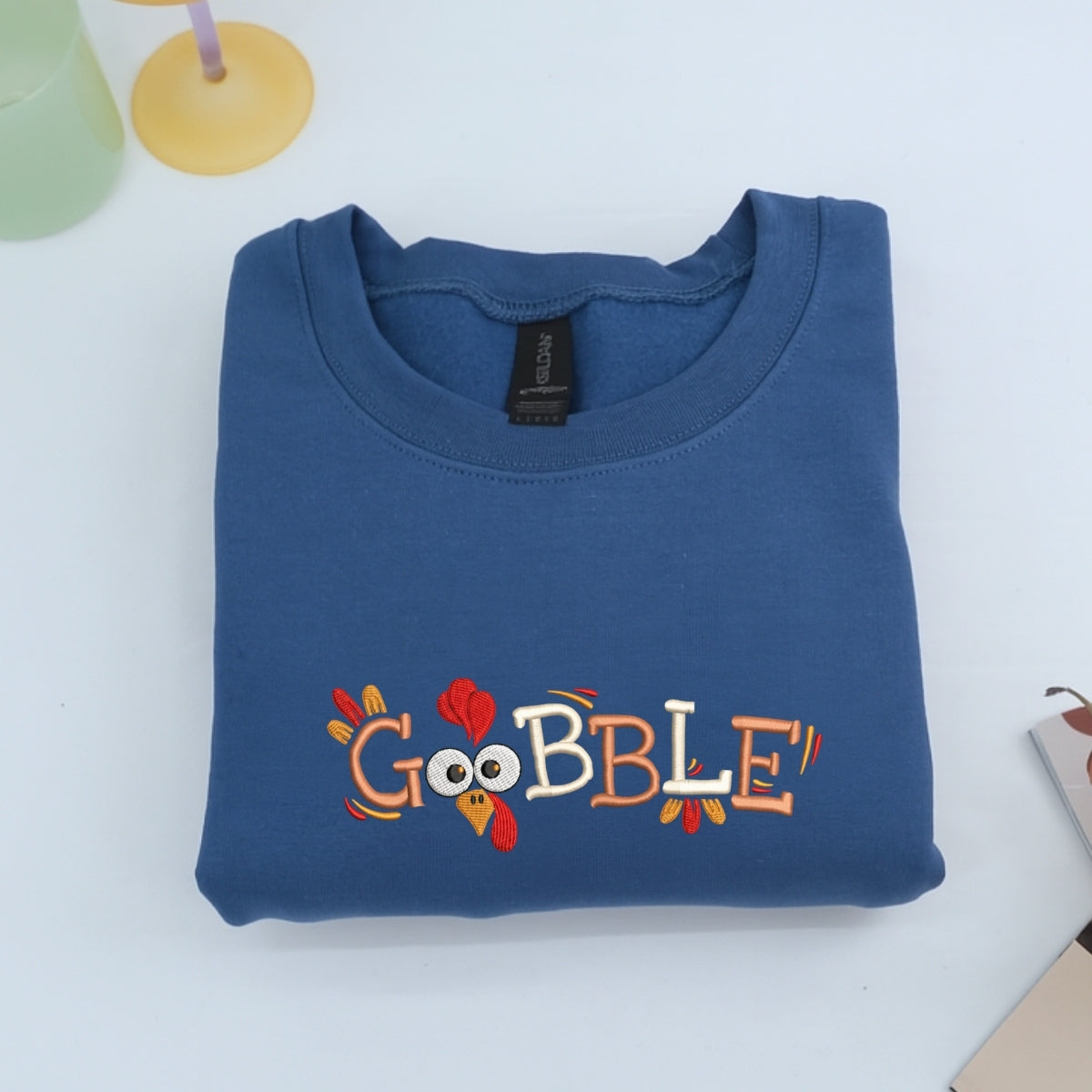 Custom Embroidered Gobble Till You Wobble Hoodie - Funny Thanksgiving Sweatshirt, Cozy Fall Gift