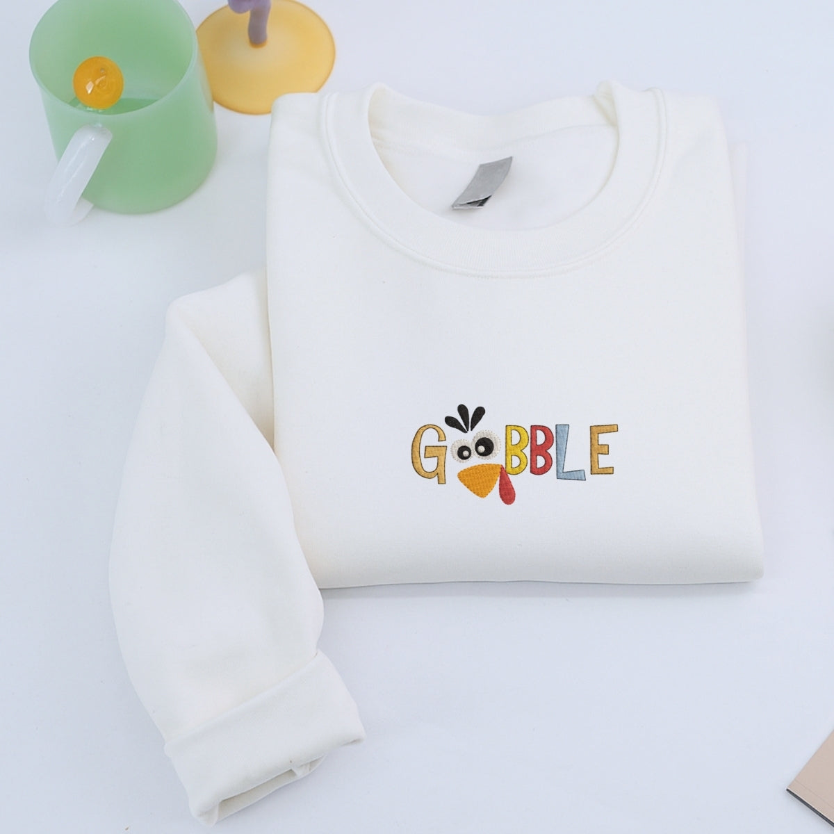 Custom Embroidered Gobble Turkey Hoodie - Funny Thanksgiving Sweatshirt, Cozy Fall Gift