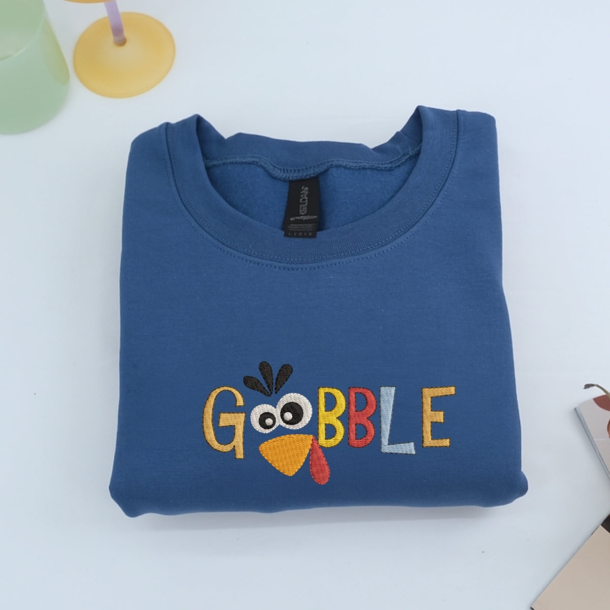Custom Embroidered Gobble Turkey Hoodie - Funny Thanksgiving Sweatshirt, Cozy Fall Gift