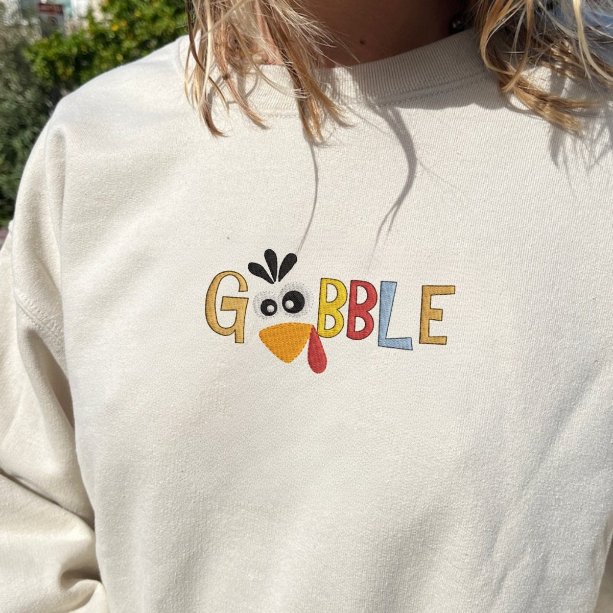 Custom Embroidered Gobble Turkey Hoodie - Funny Thanksgiving Sweatshirt, Cozy Fall Gift