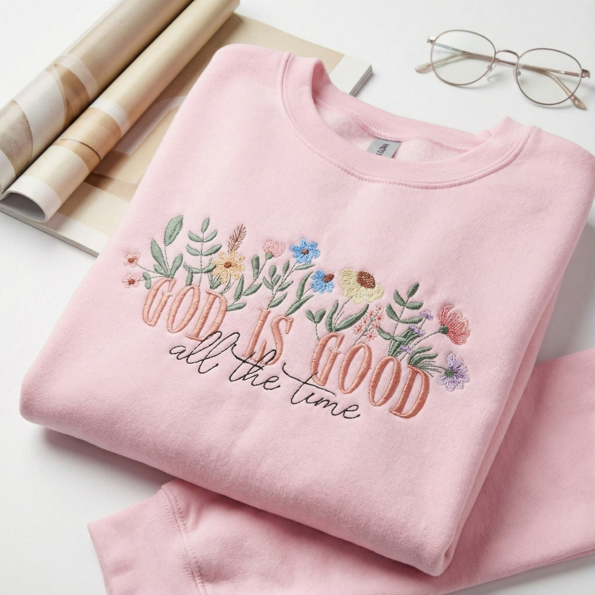 Custom Embroidered God Is Good Sweatshirt - Christian Faith Apparel, Religious Gift
