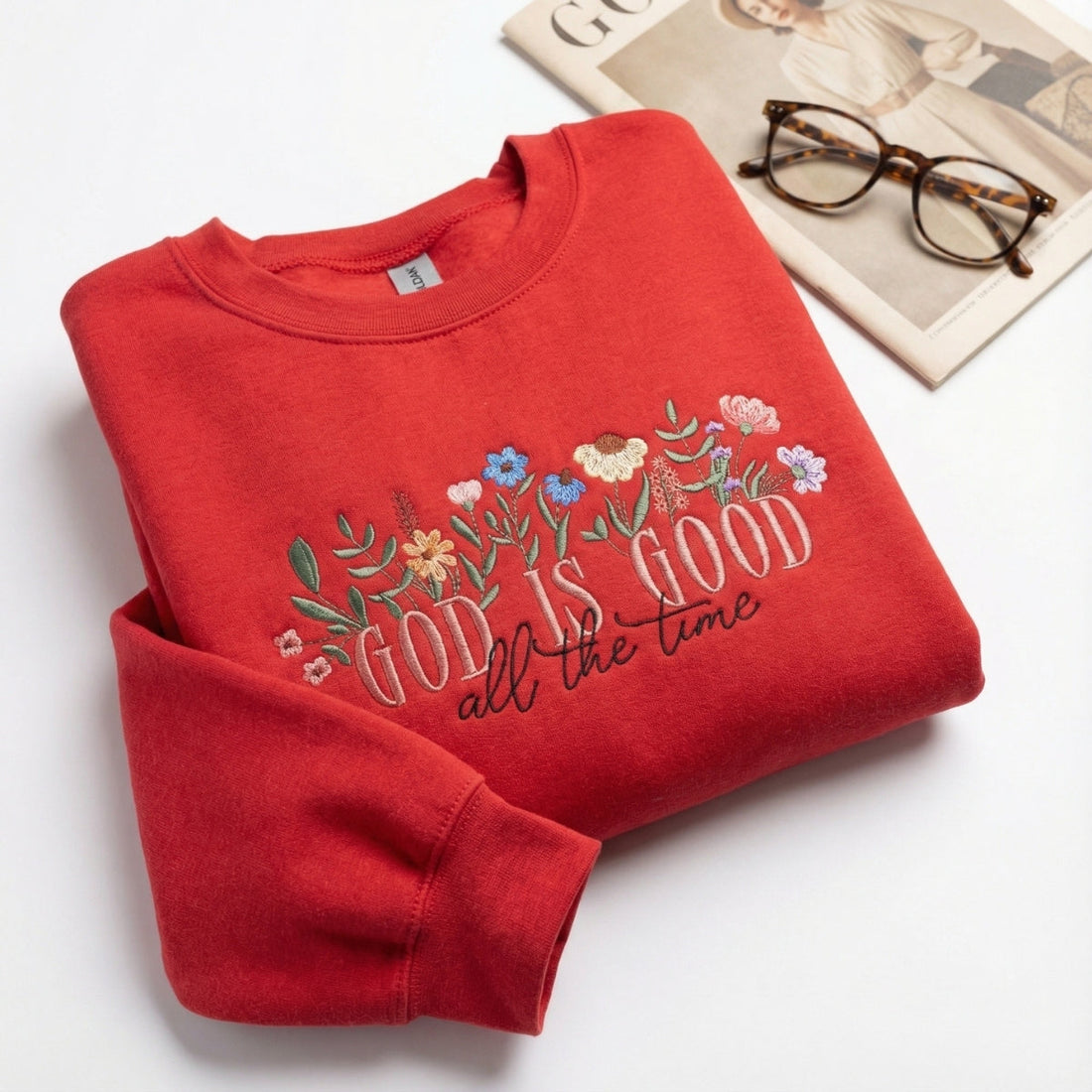 Custom Embroidered God Is Good Sweatshirt - Christian Faith Apparel, Religious Gift
