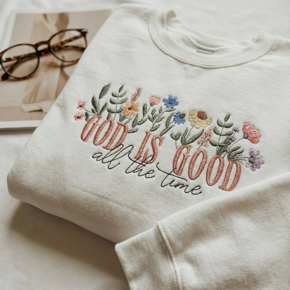 Custom Embroidered God Is Good Sweatshirt - Christian Faith Apparel, Religious Gift