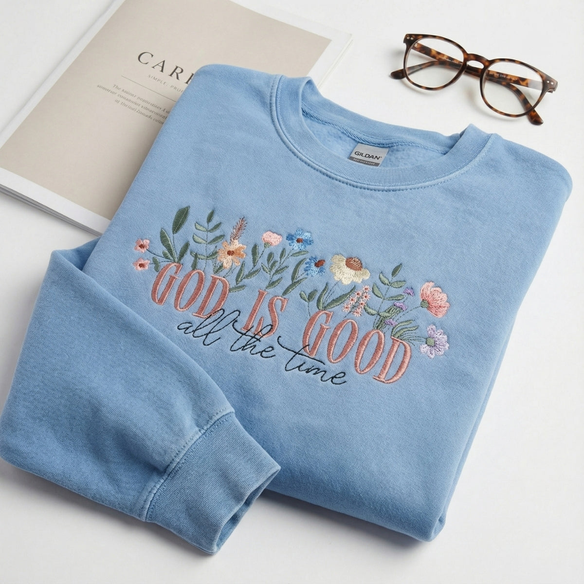 Custom Embroidered God Is Good Sweatshirt - Christian Faith Apparel, Religious Gift