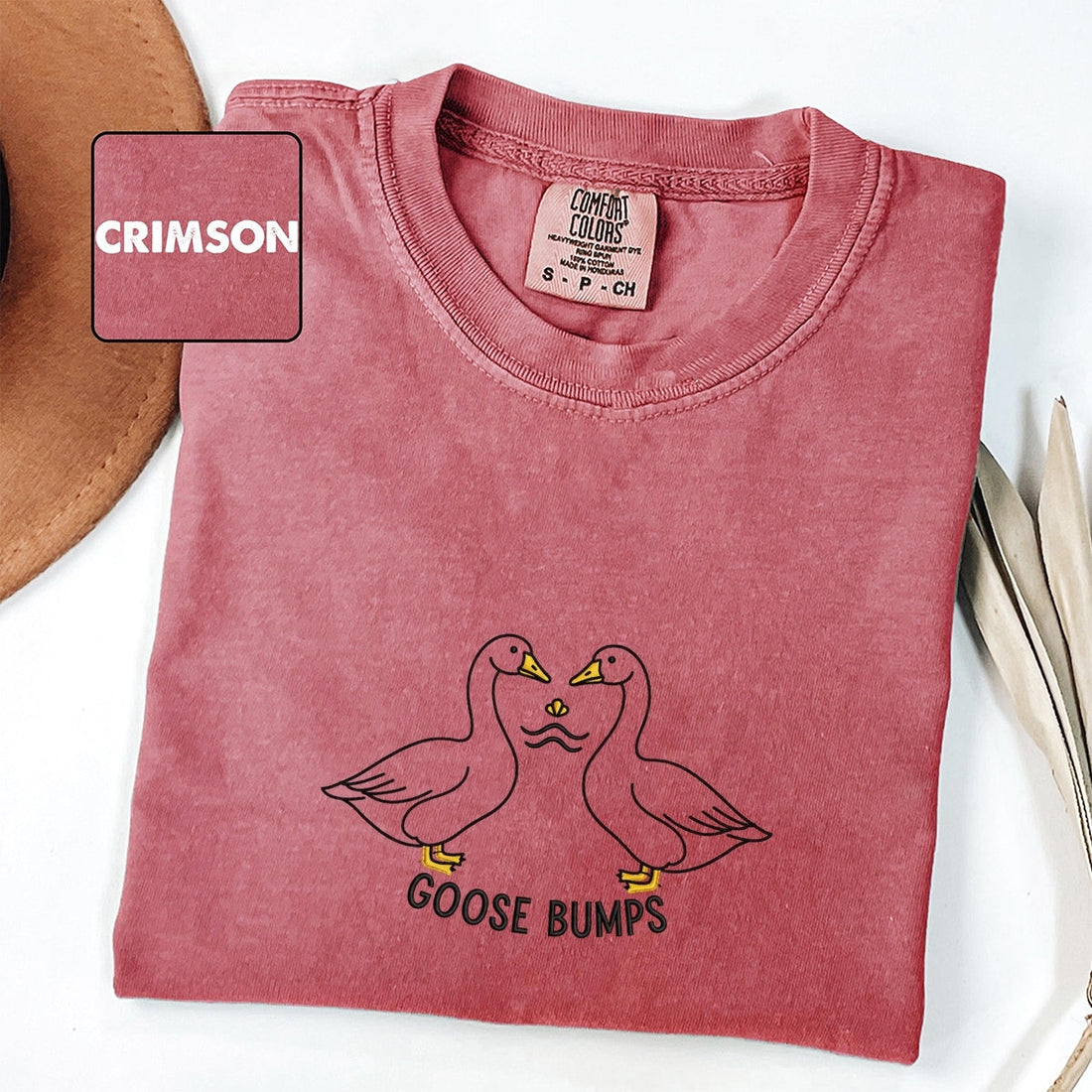 Custom Embroidered Goose Bumps T-Shirt - Funny Silly Goose Meme Tee, Cute Animal Gift
